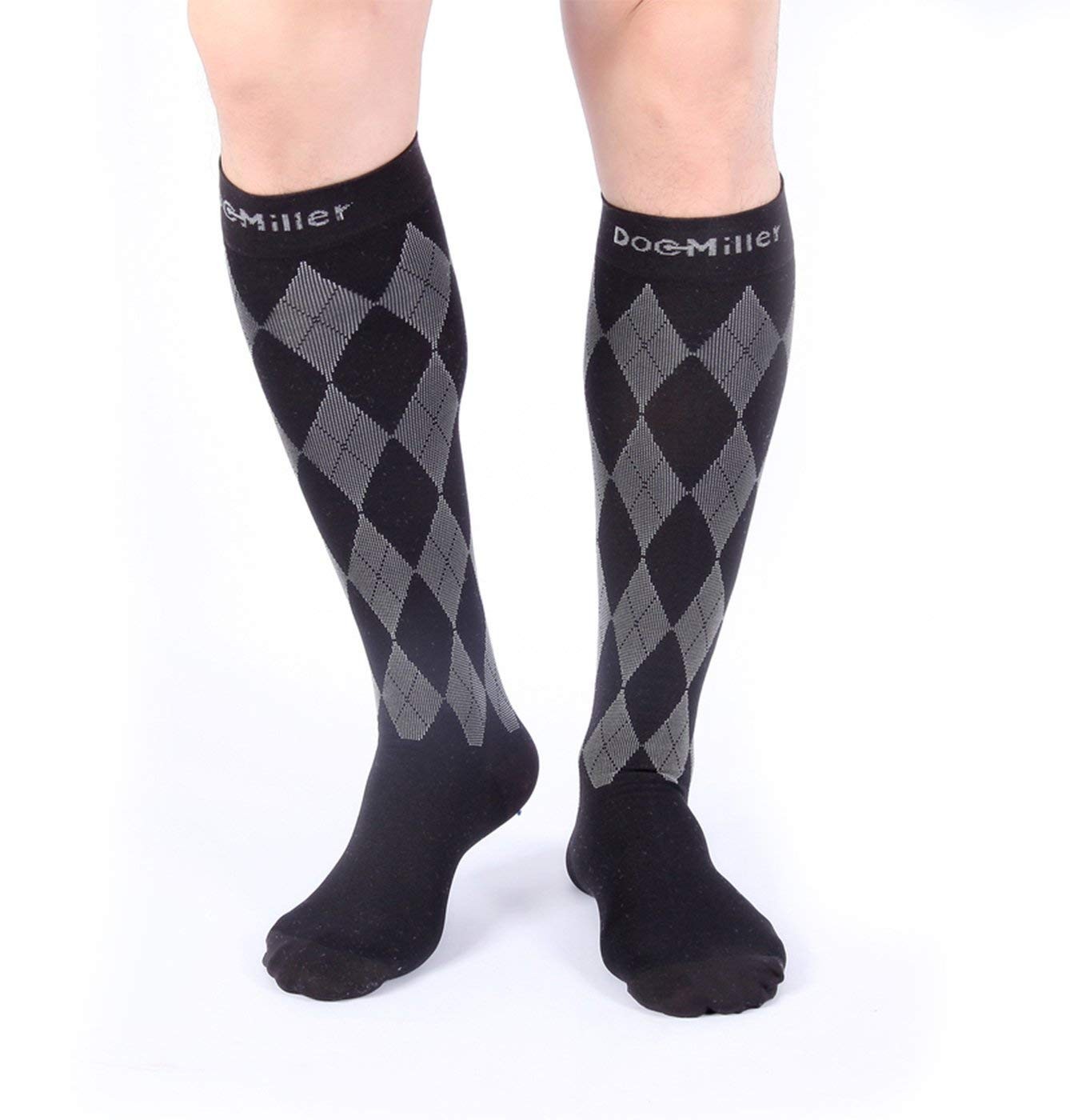 Premium Compression Socks 1 Pair 20-30mmHg Support Stockings Black/Gray L