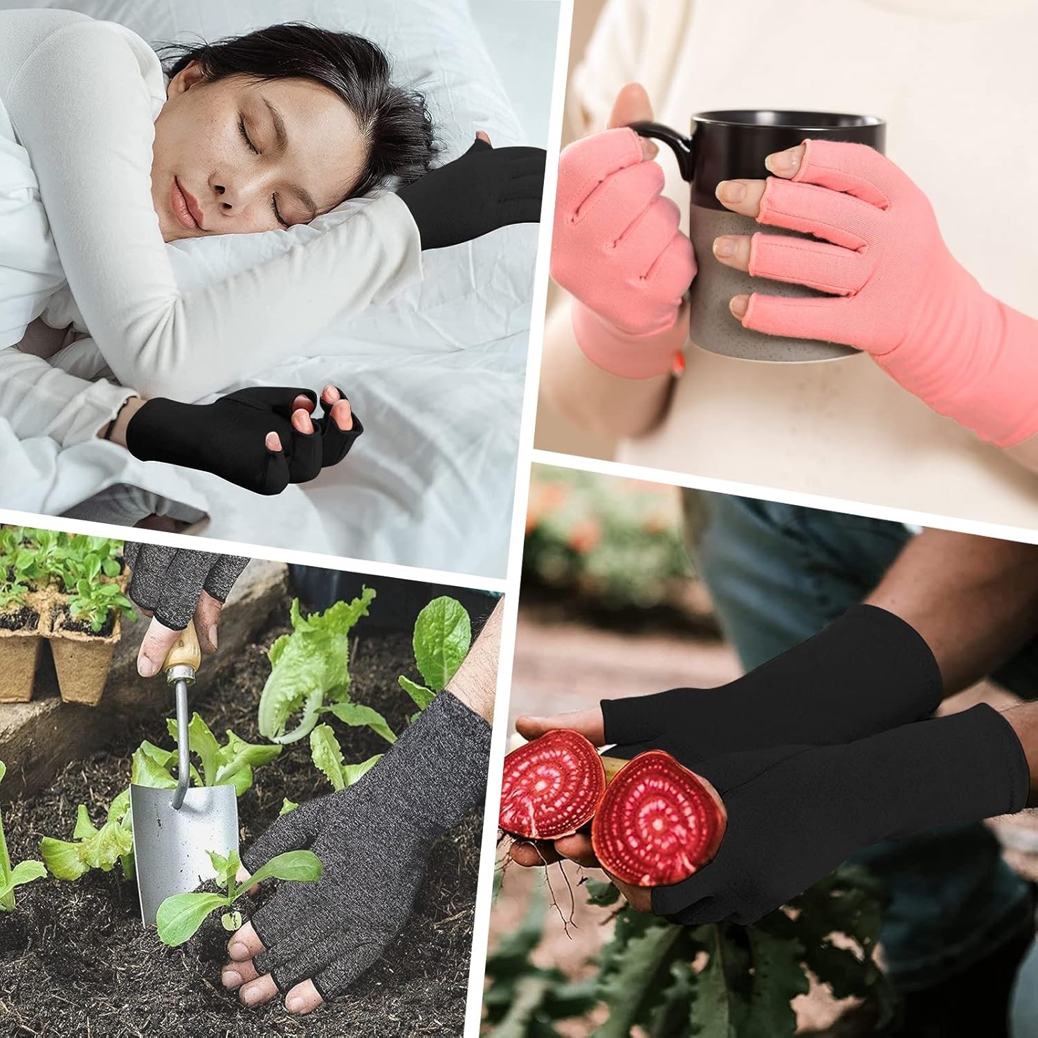 2 Pairs Arthritis Compression Gloves for Women Men, Carpal Tunnel Pain Relief, F