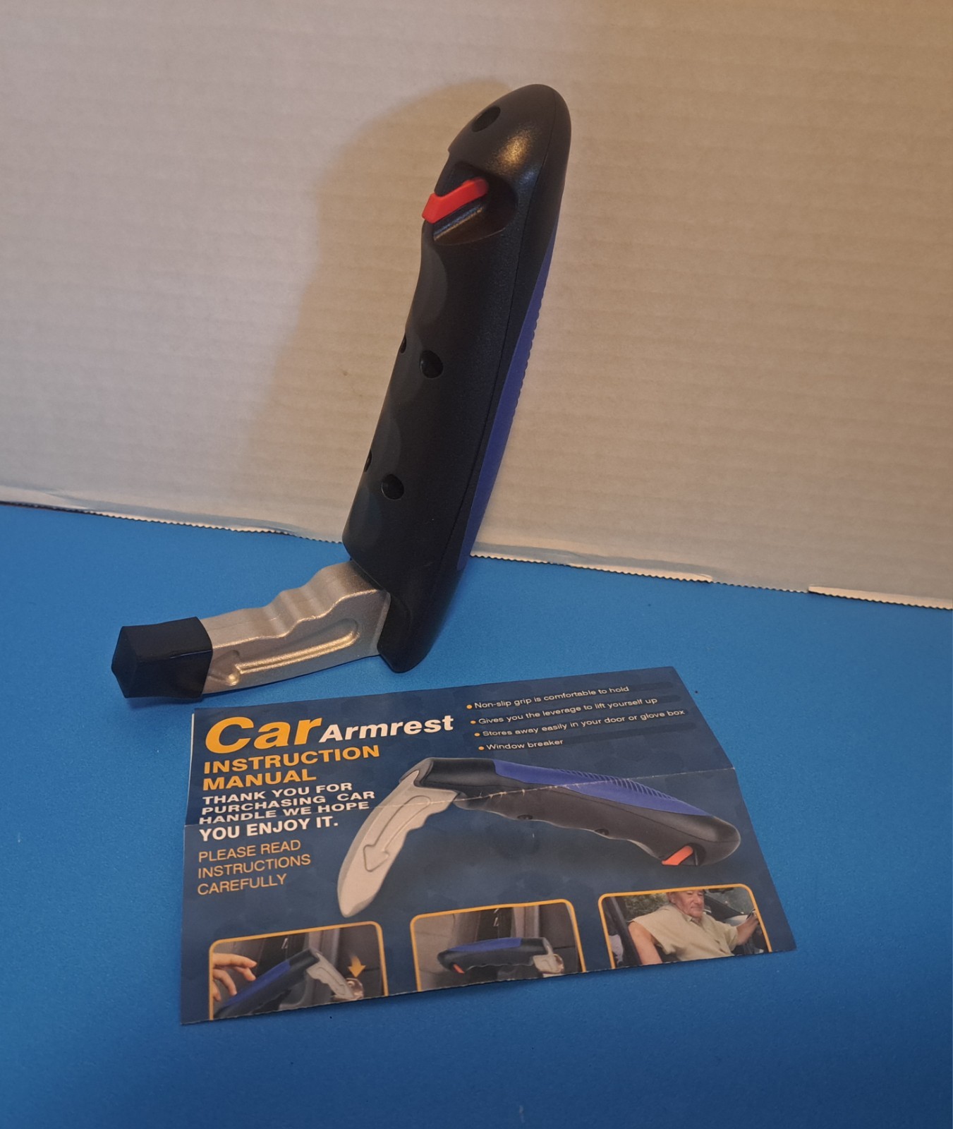 Support Handle With Blade Blue . Window Breaker,Seat Belt Sharp Blade To Escape.
