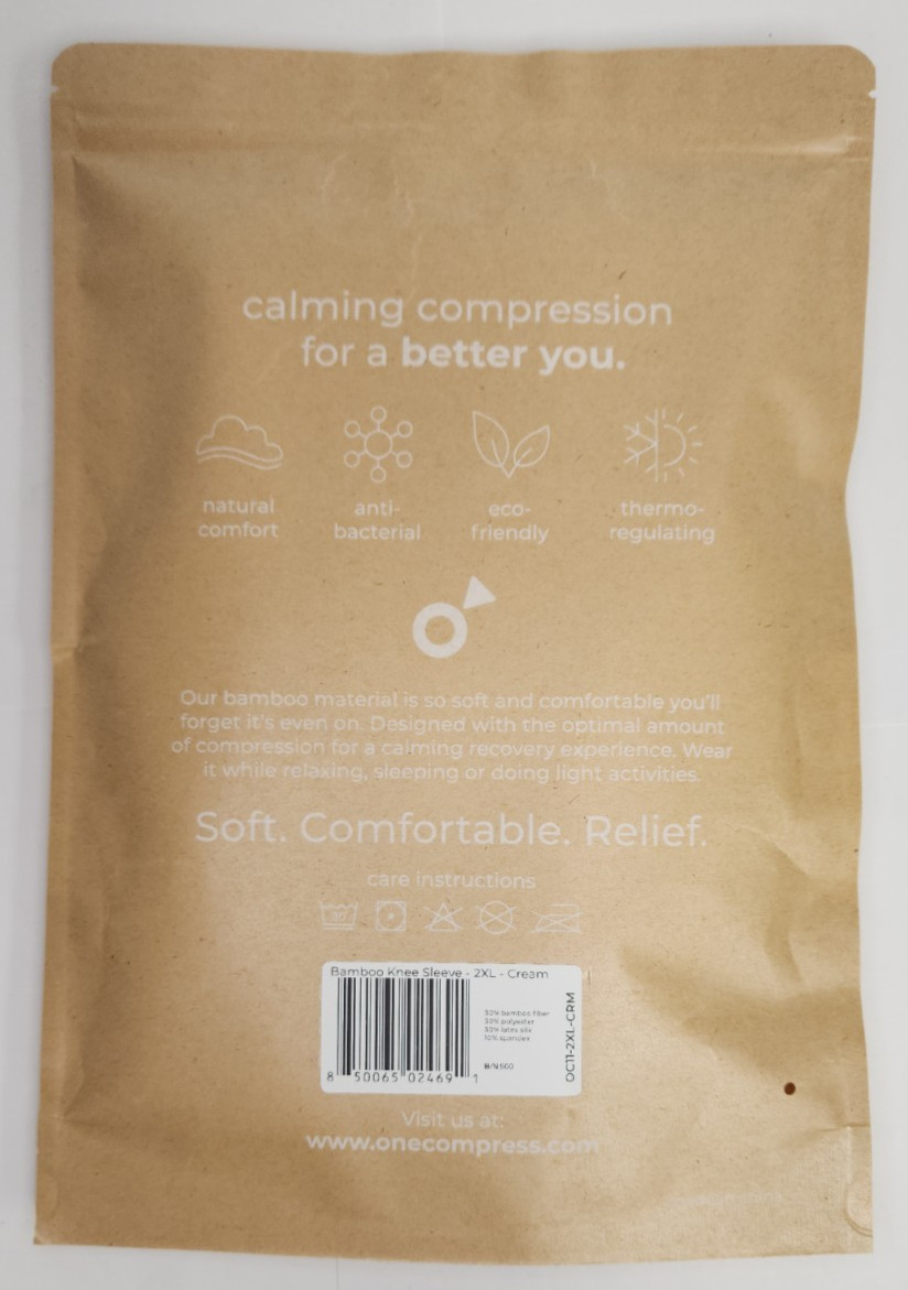 OneCompress Bamboo Premium Compression Leg Sleeve Cream Size 2XL NEW Sealed