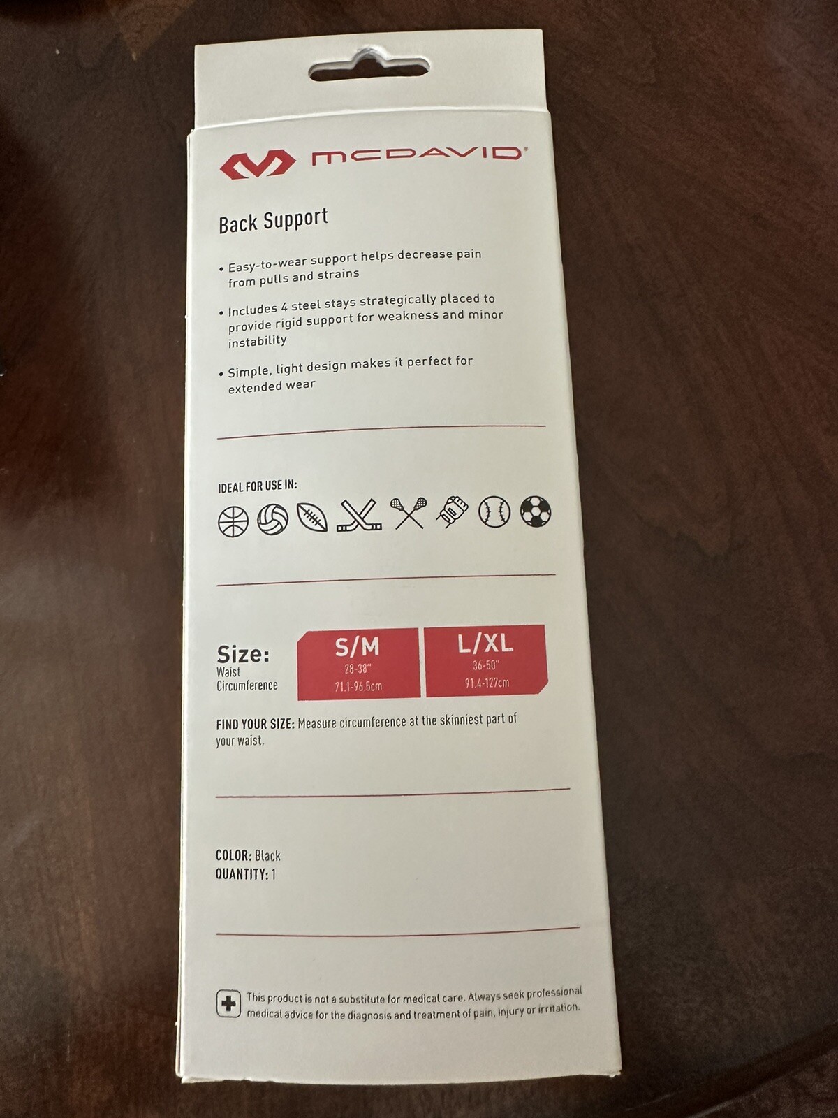 McDavid Sport Compression Back Support Wrap Sz L/XL Black Level 2 NEW