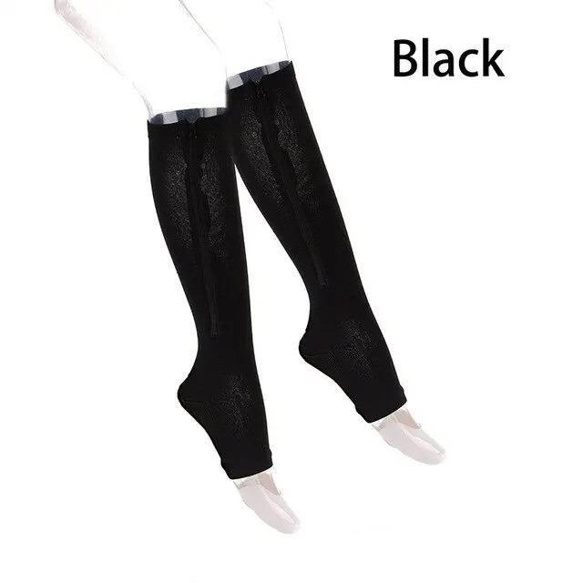 Zipper Open Toe Compression Socks 20-30mmHg Calf Leg Ankle Support Stocking USA