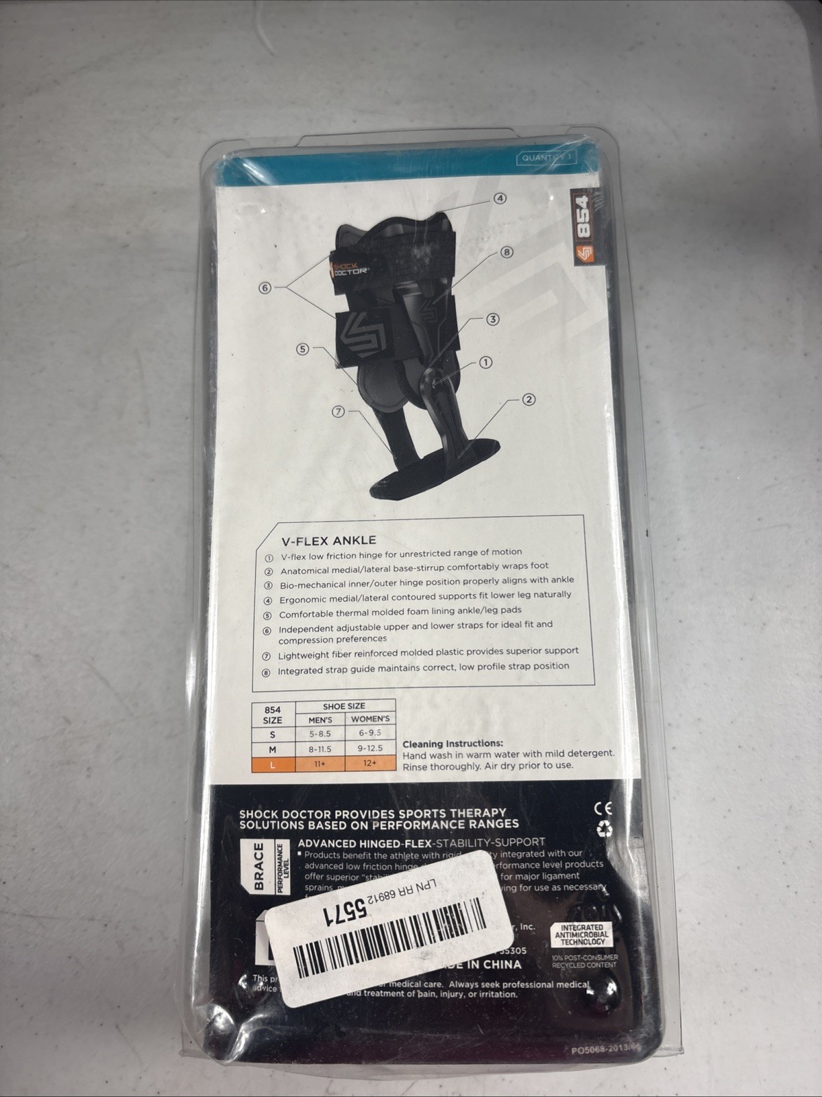 Size LARGE Shock Doctor V-Flex Ankle 854, Advanced Hinged Brace w/ X-Fit Wrap