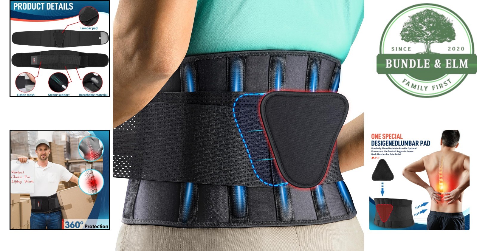 Back Pain Relief Belt with Adjustable Closure for Active Lifestyle Support