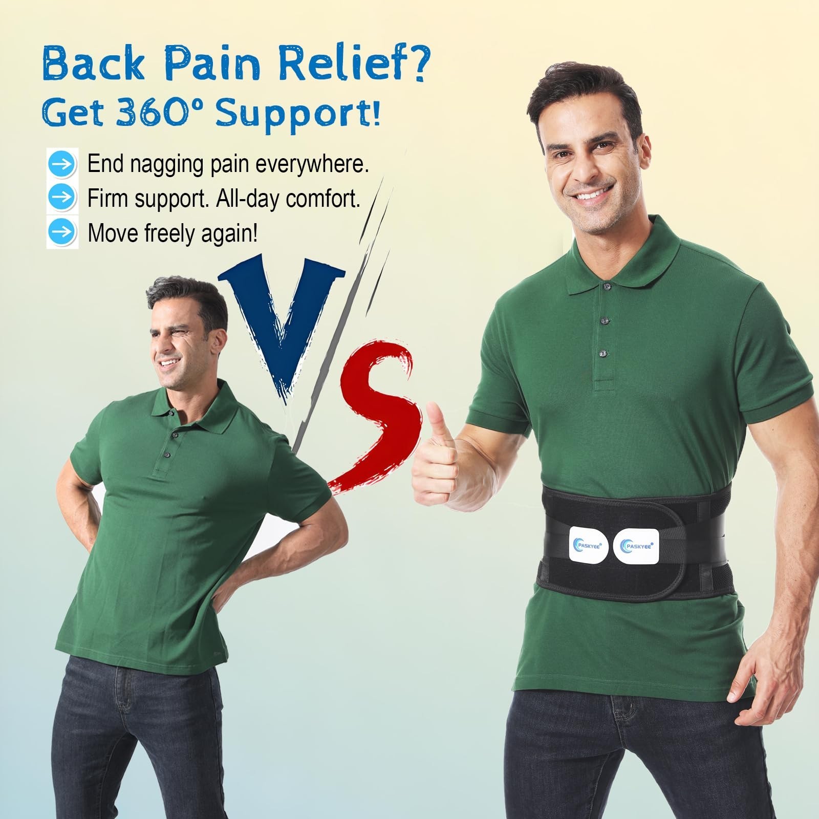 Paskyee Back Brace X-Large – Adjustable Lumbar Support Belt for Herniated Disc
