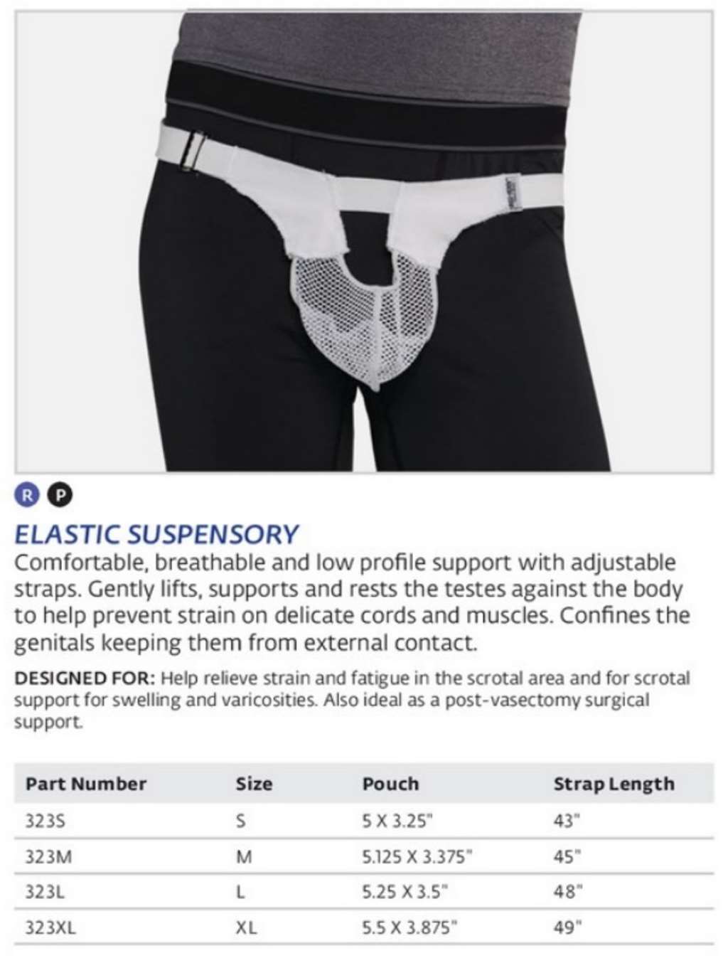 DJO Bell-Horn Elastic Suspensory X-Large- Prevent strain on delicate cords and
