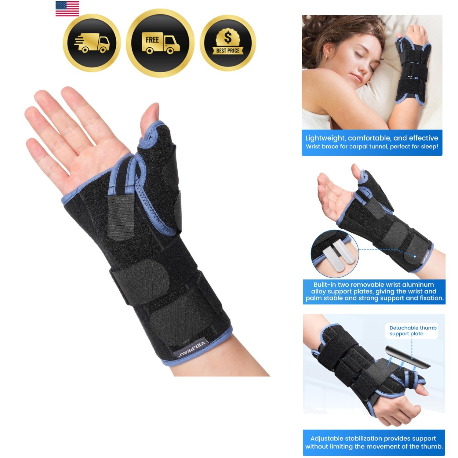Carpal Tunnel Wrist Brace with Thumb Stabilizer Night Support, Completely Sta…