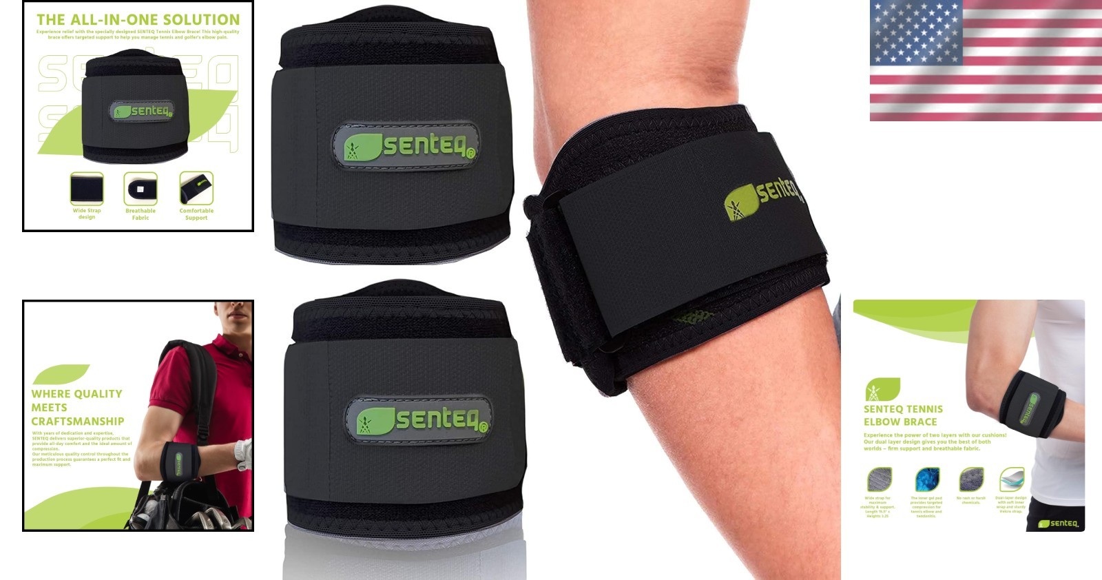 Dual-Layer Adjustable Tennis & Golf Elbow Braces (Pack of 2)