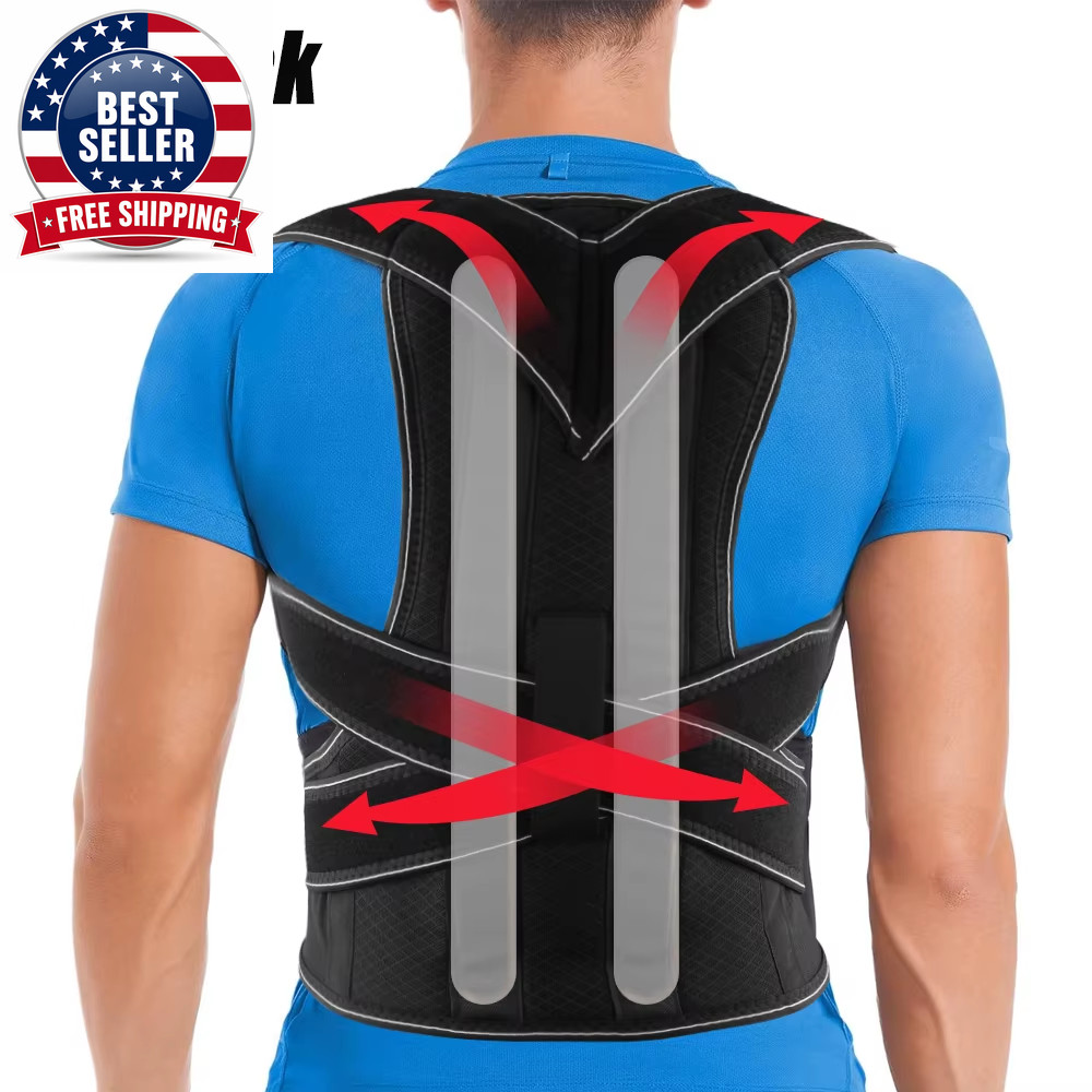 1PC Back Brace Posture Corrector for Women and Men, Adjustable Full Back Support
