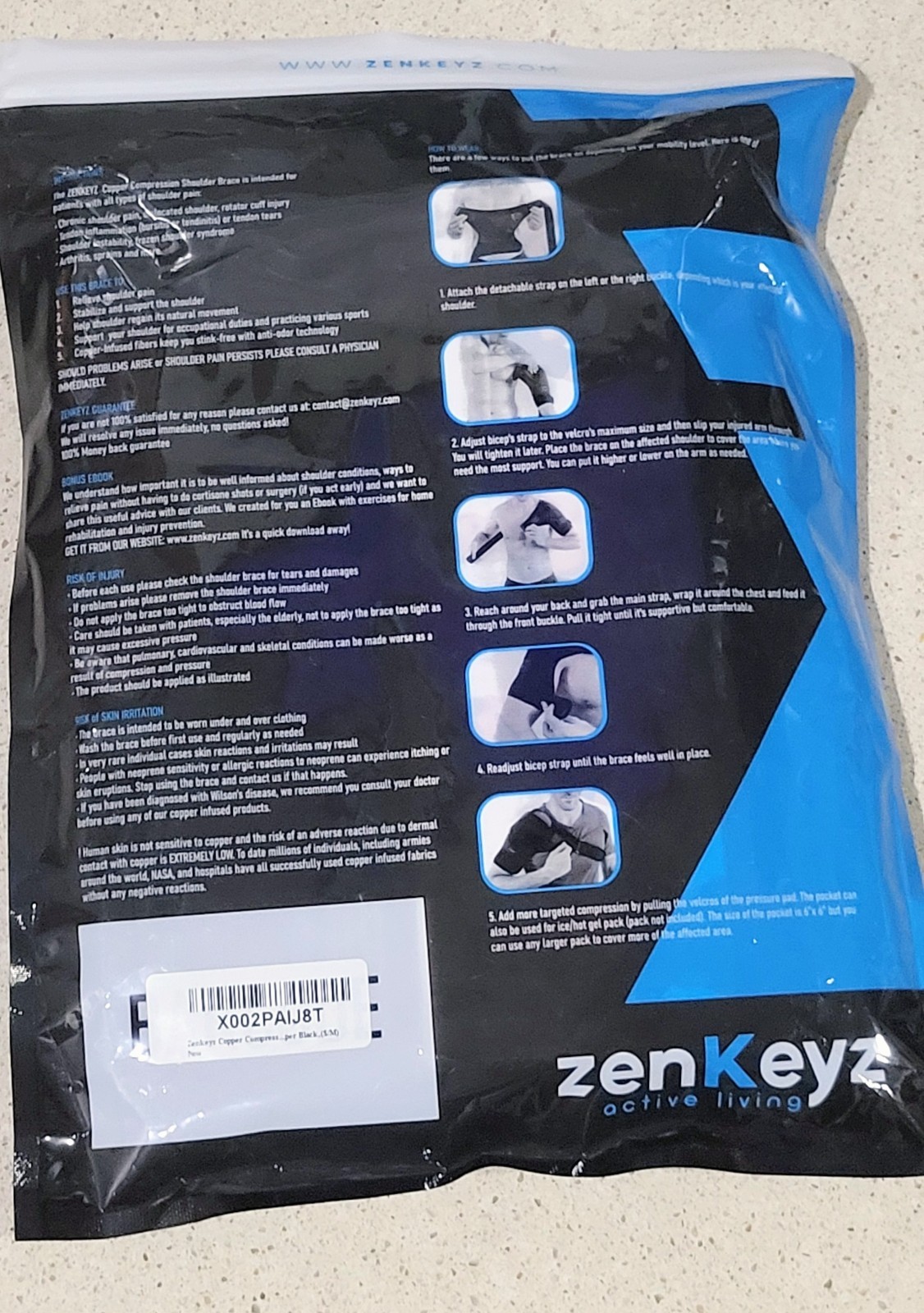 Zenkeyz Copper Compression Shoulder Brace S/M black📌📌
