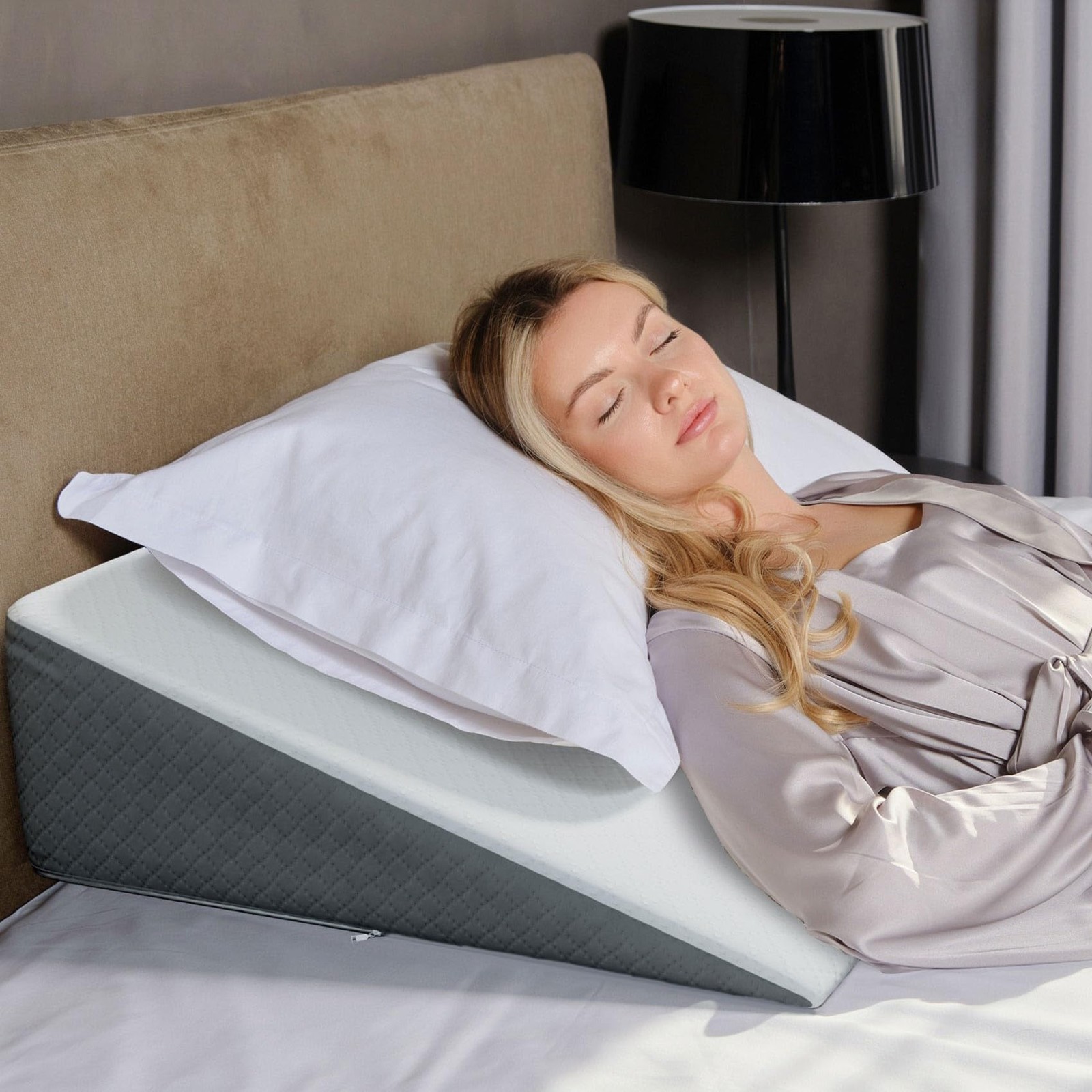 Kolbs Bed Wedge Pillow for Sleep Apnea, FSA Standard Width 7.5″ Height, Gray