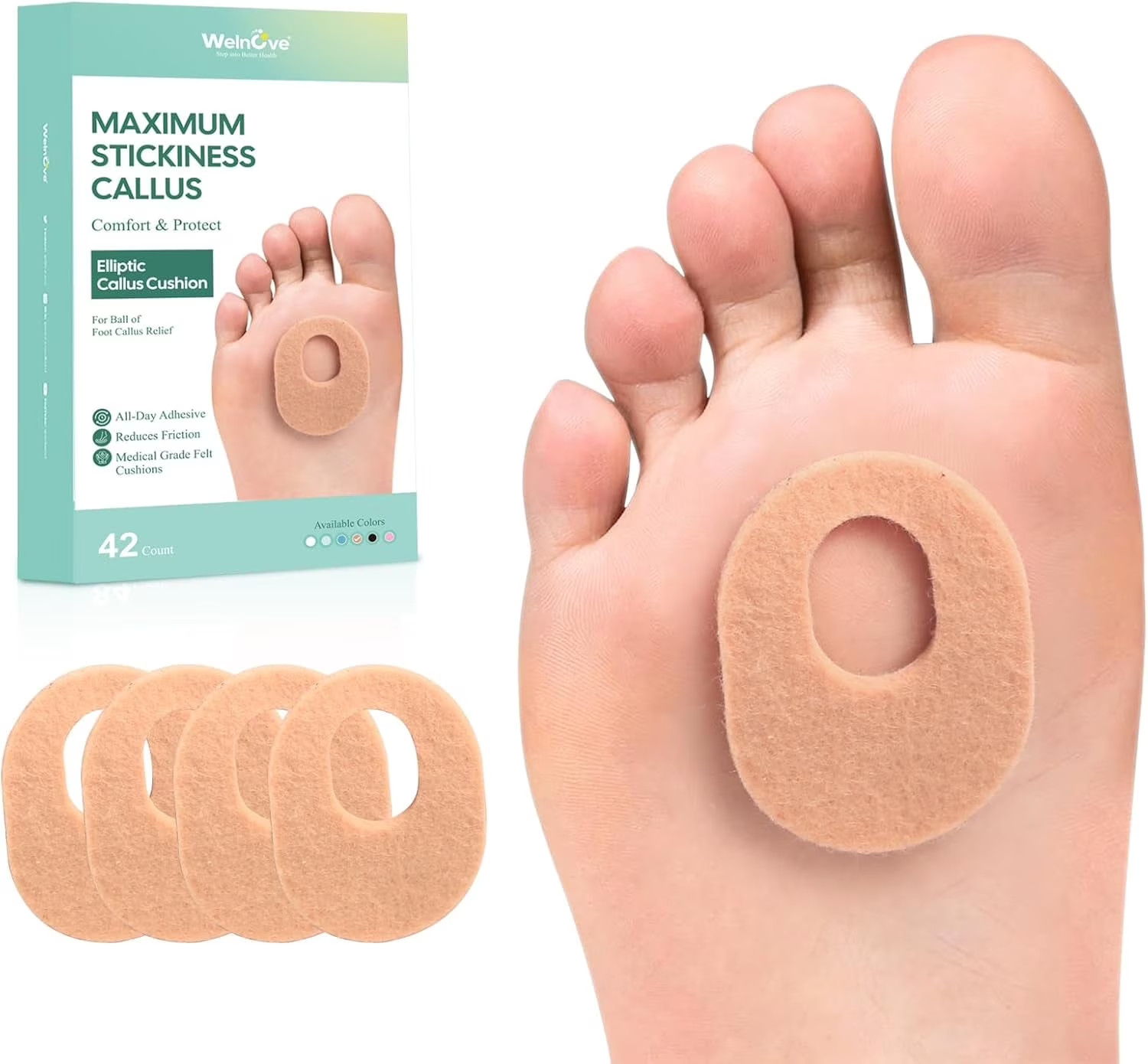 42Pcs Felt Callus Cushion Pads , Protects from Rubbing on Shoes, Helps Reduce an