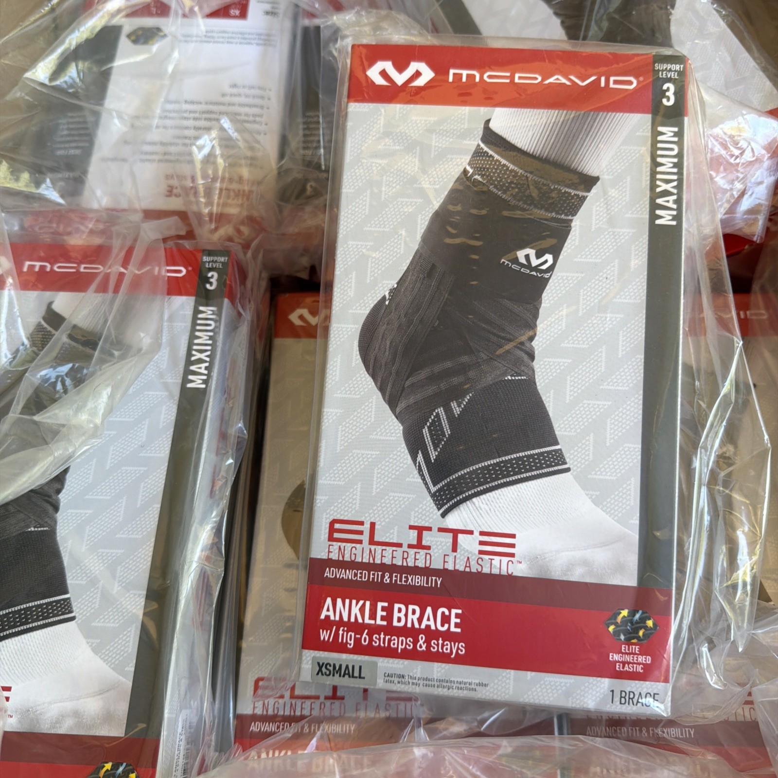 New! McDavid elite ankle brace W/fig-six straps & stays level 3 Xsmall 7.5-8