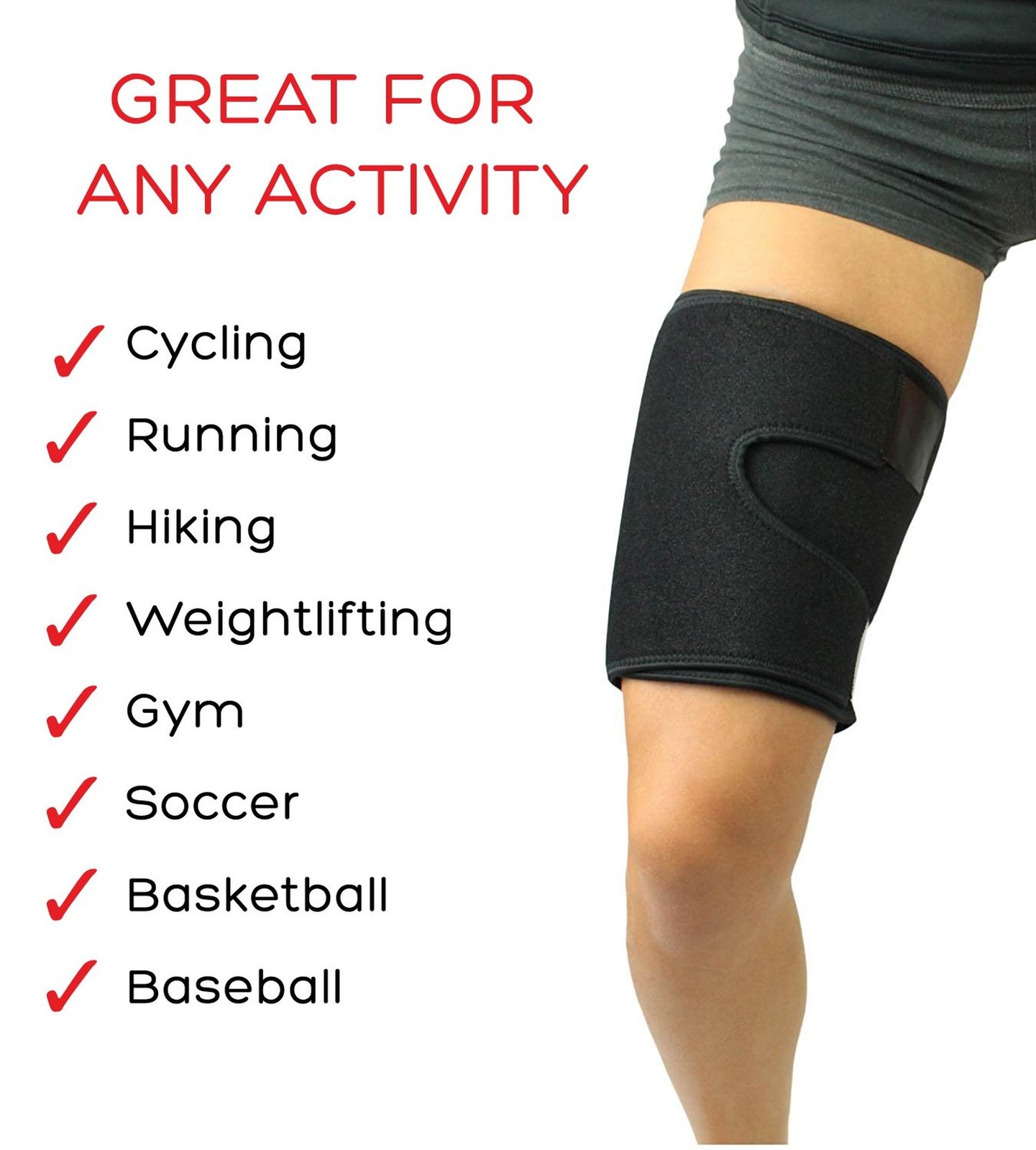Adjustable Thigh Brace Support, Quadriceps Support and Thigh Wraps for Men an…