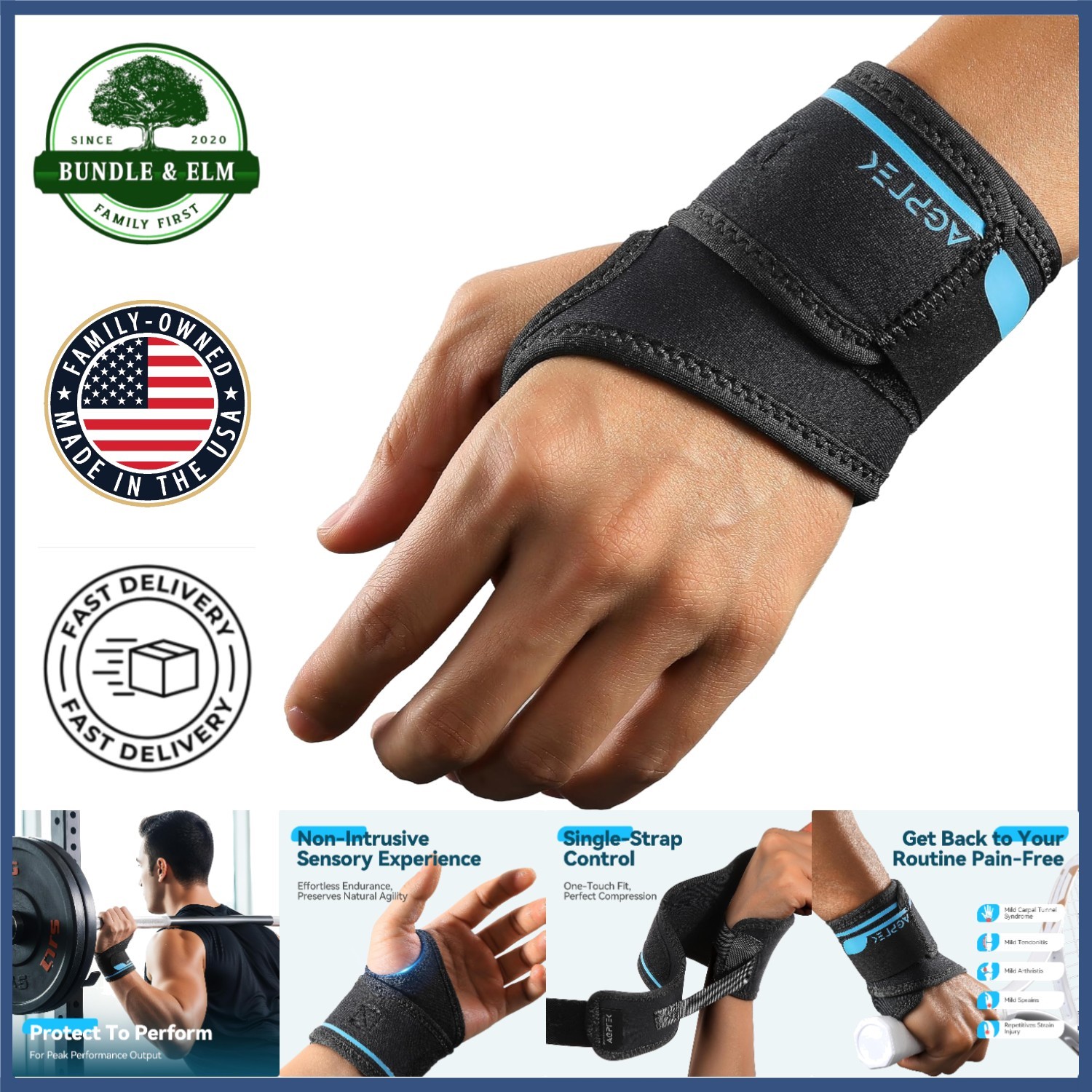 Adjustable Left Hand Wrist Brace for Pain Relief from Tendonitis and Arthritis