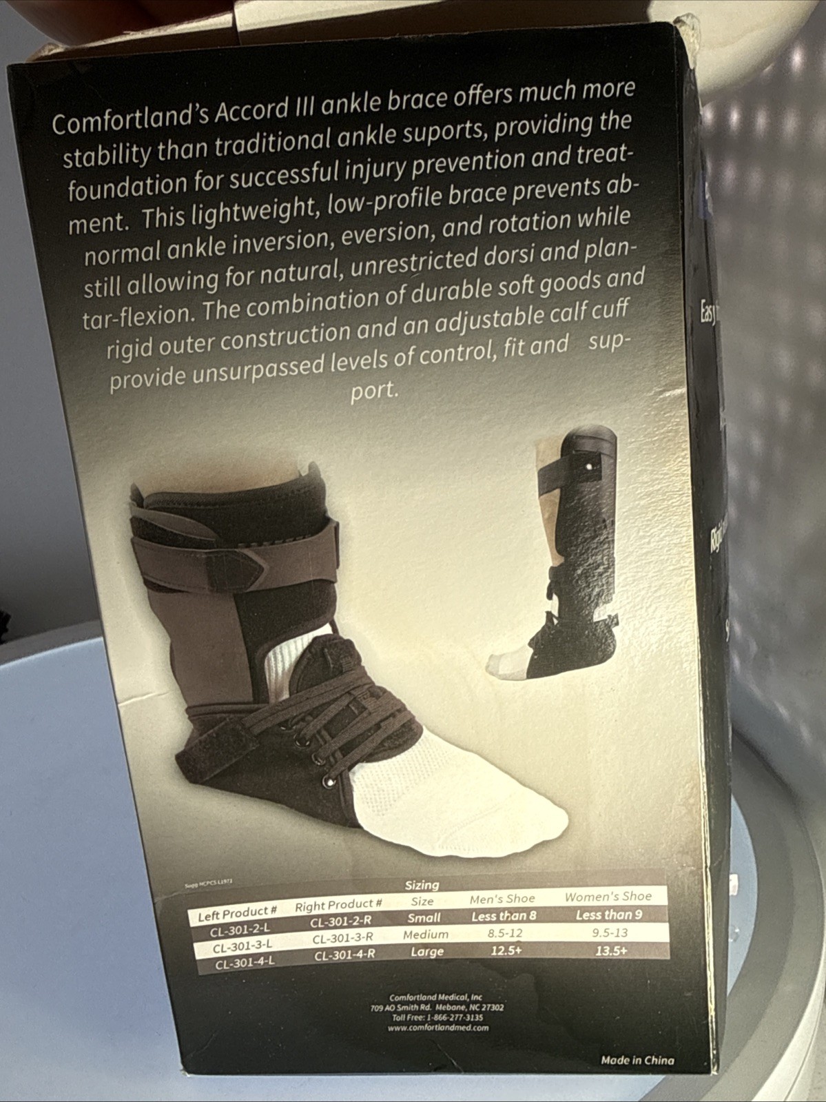 Accord III Ankle Brace Medium Left CL 301-3-L Sugg HCPCS L1971 ComfortLand