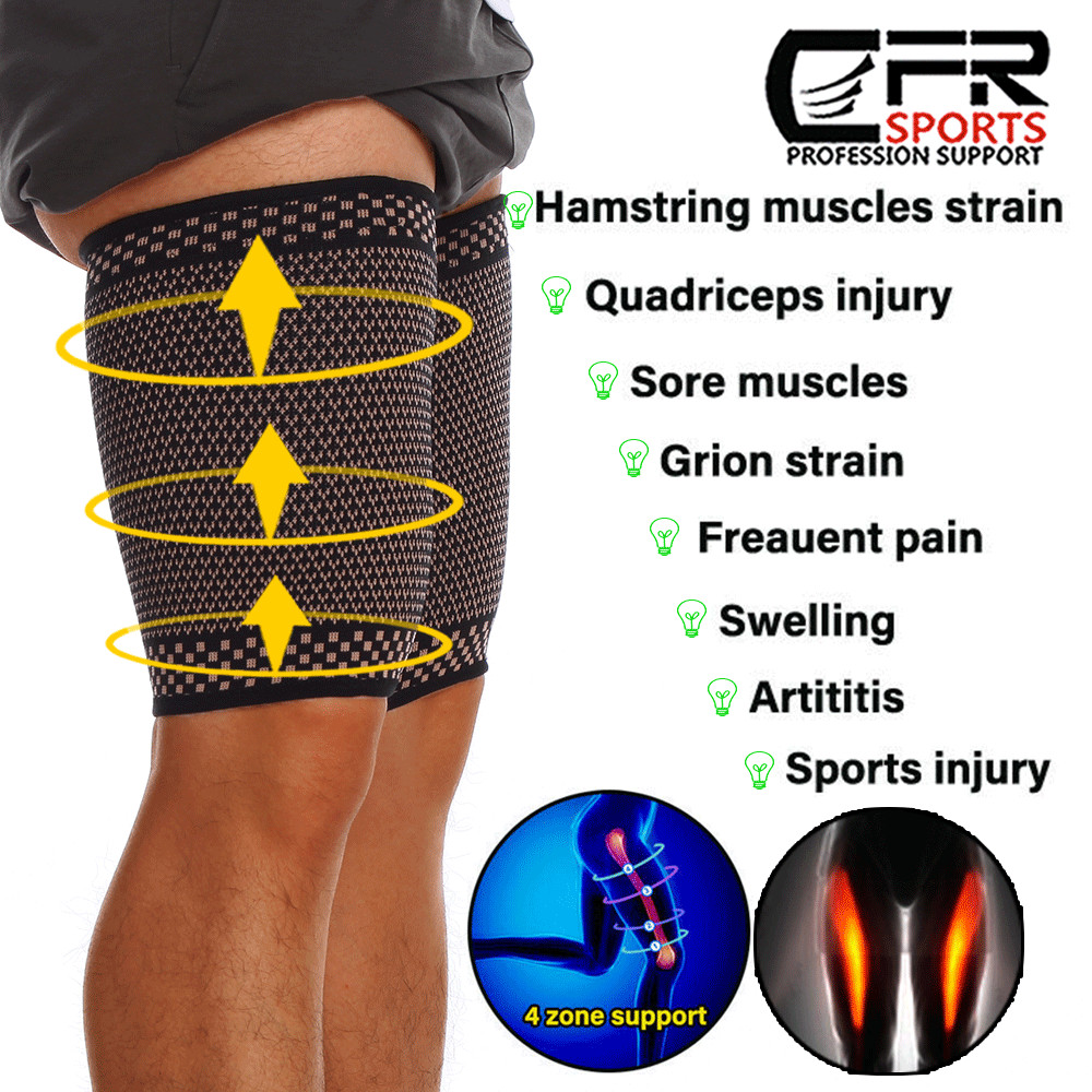 Copper Thigh Leg Support Hamstring Quadriceps Wraps Groin Quad Brace Compression