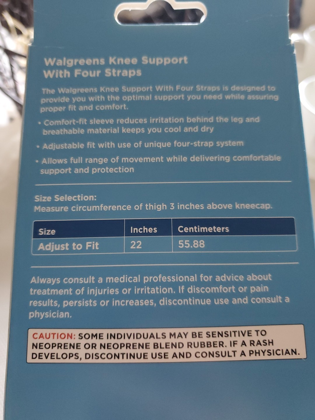Walgreens Knee Support One Size Adjustable Ite Fits up to 22″
