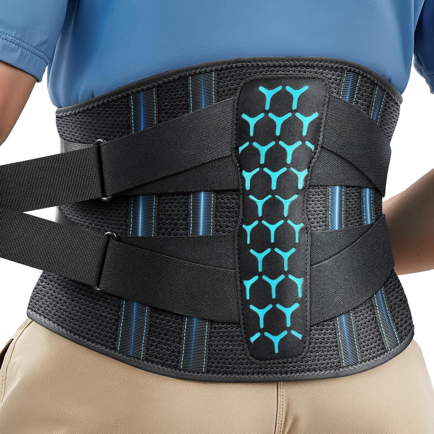 Adjustable Back Support Belt with 3D Removable Pad for Pain Relief; Size XXL