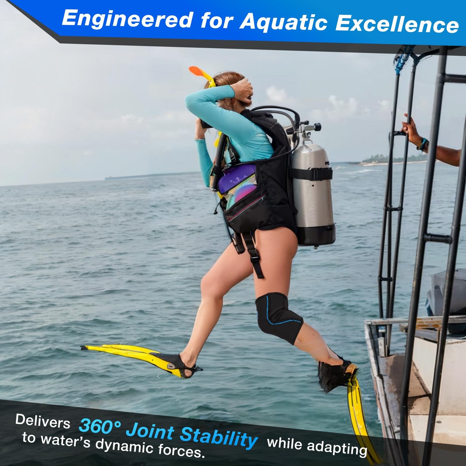 AquaFlex Pro Knee Brace, Compression Knee Sleeve for Swimming, Aquatic, Saili…