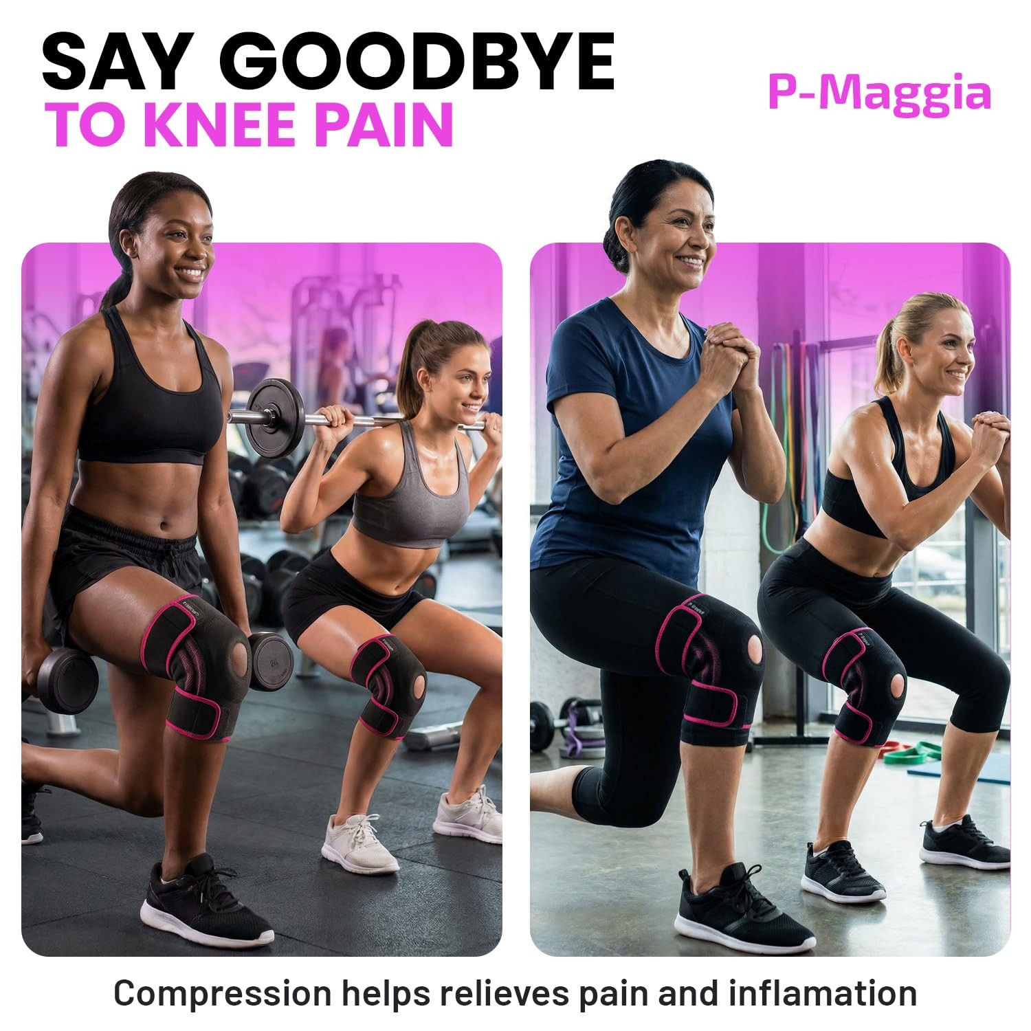 Knee Brace for Women and Men with 4 Side Stabilizers & Upgraded Patella Gel P…
