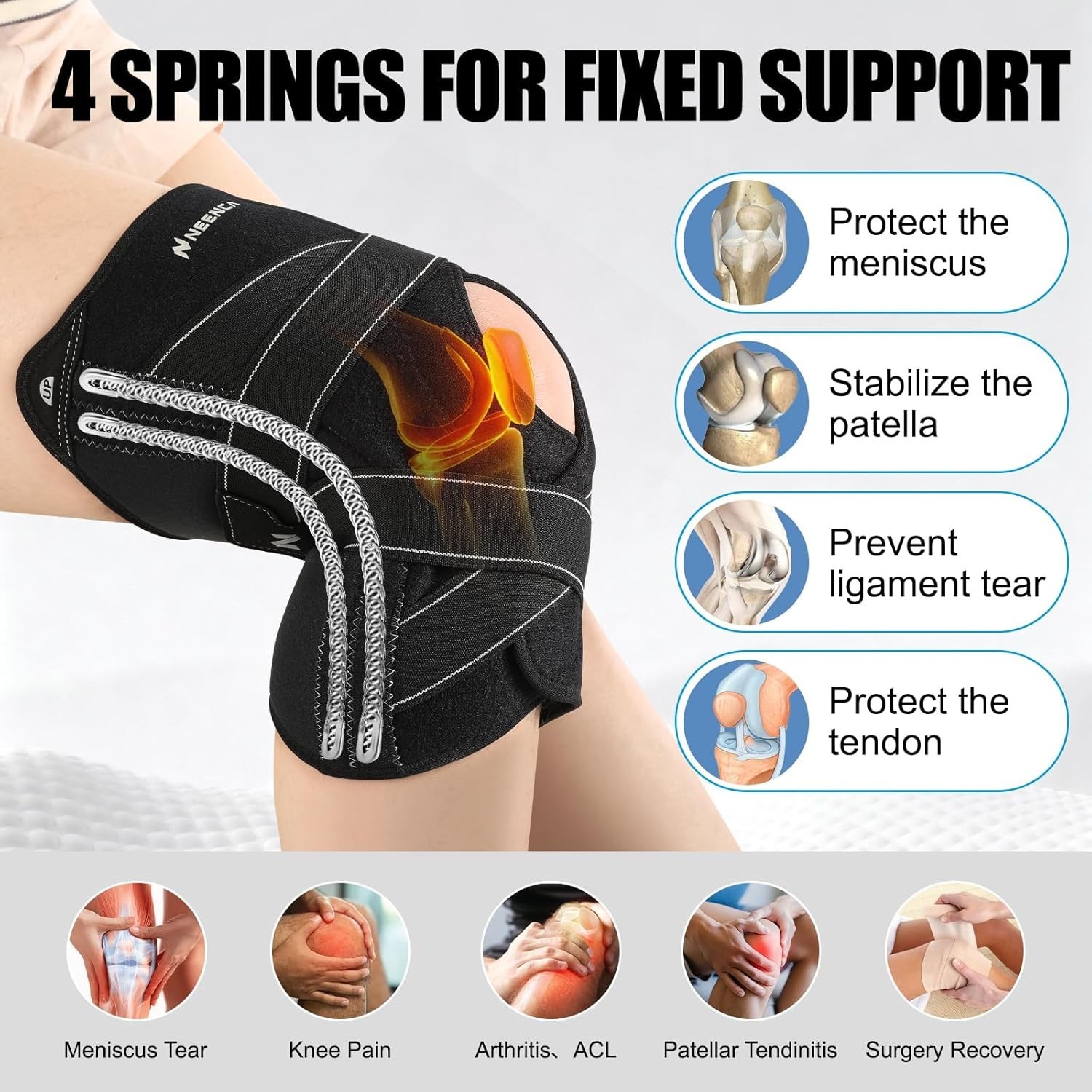 Knee Brace for Women & Men, Compression Knee Support with X-Straps Design – A…