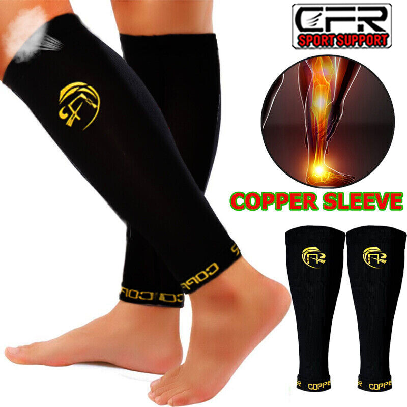 COPPER Compression Calf Sleeve Leg Support Brace Sport Shin Splint Socks Running