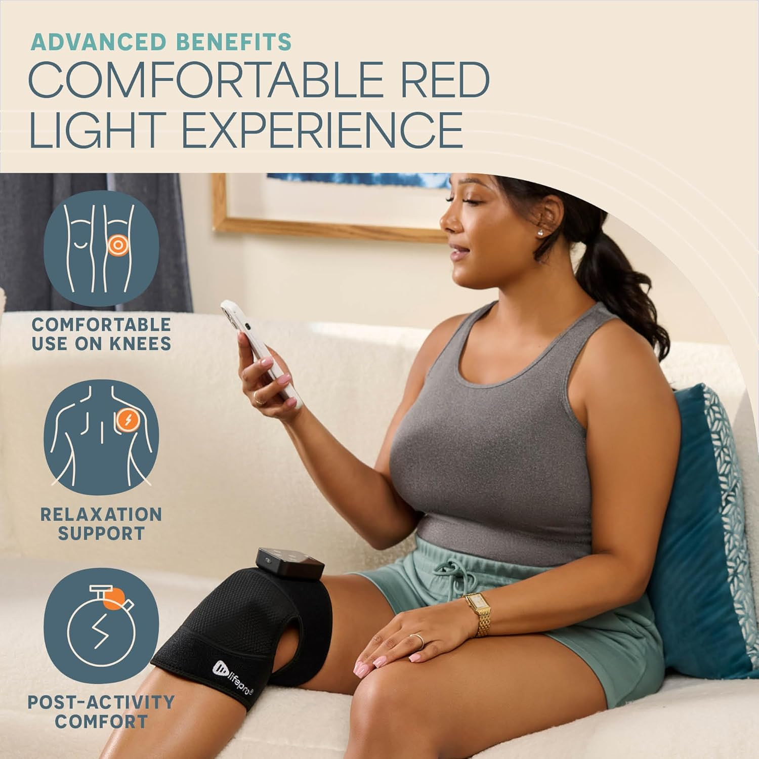 – Red Light Therapy for Knee Brace – Portable Knee Massager with 660Nm Red & 850