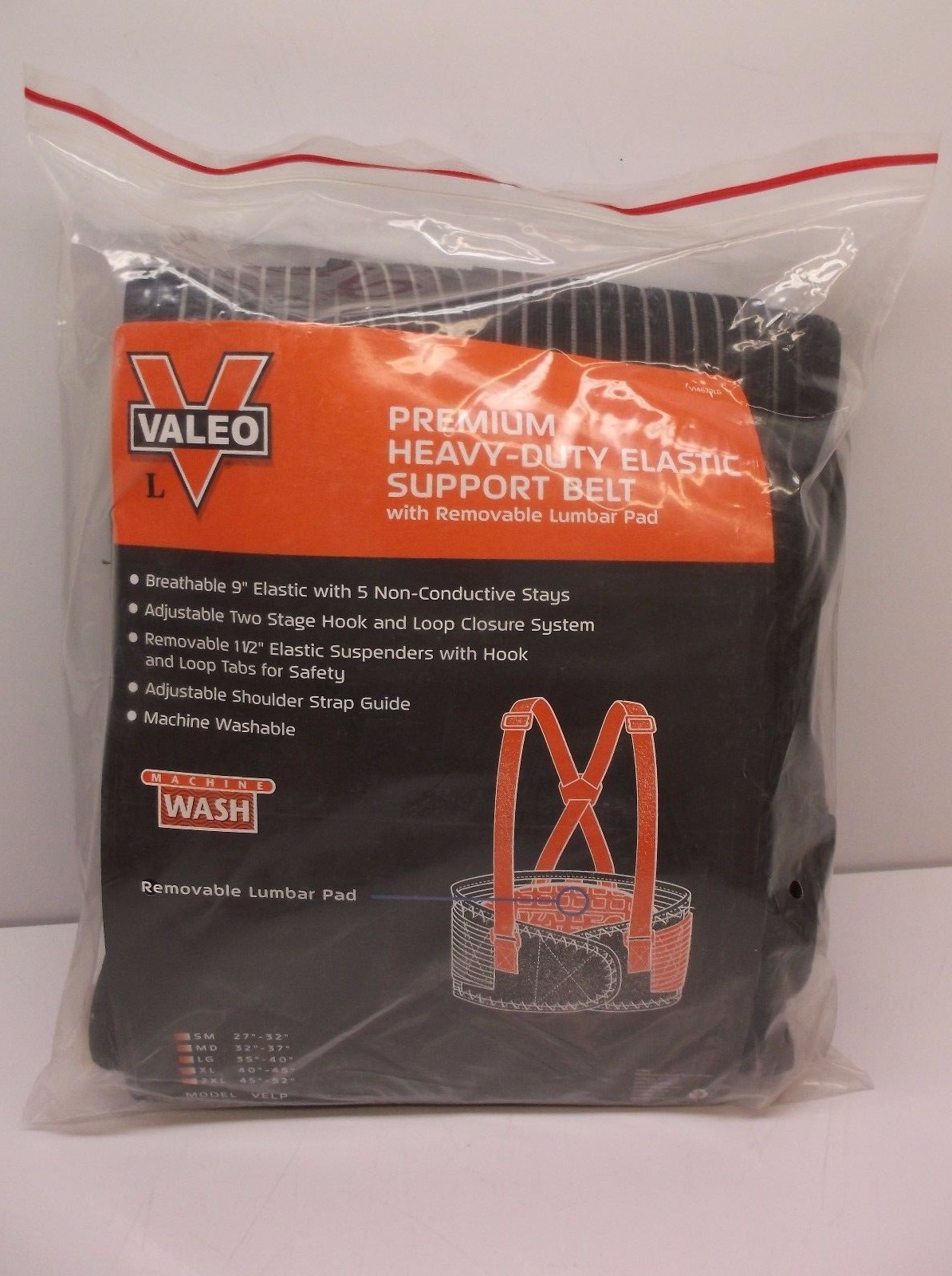 Premium Heavy Duty 9″ Back Support with Removable Lumbar Pad Large 35-40 (A32S)