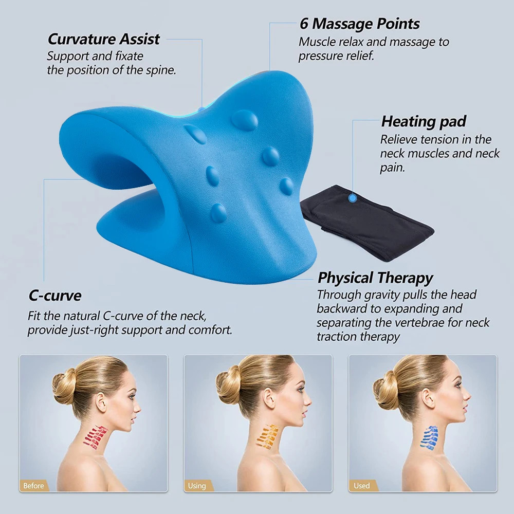 Neck Cloud Cervical Neck Stretcher Pillow Traction Device Pain Relief Massage