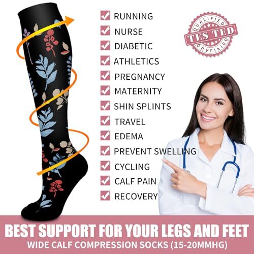 Bluemaple Copper Compression Socks For Women & Large-X-Large A-multicoloured20