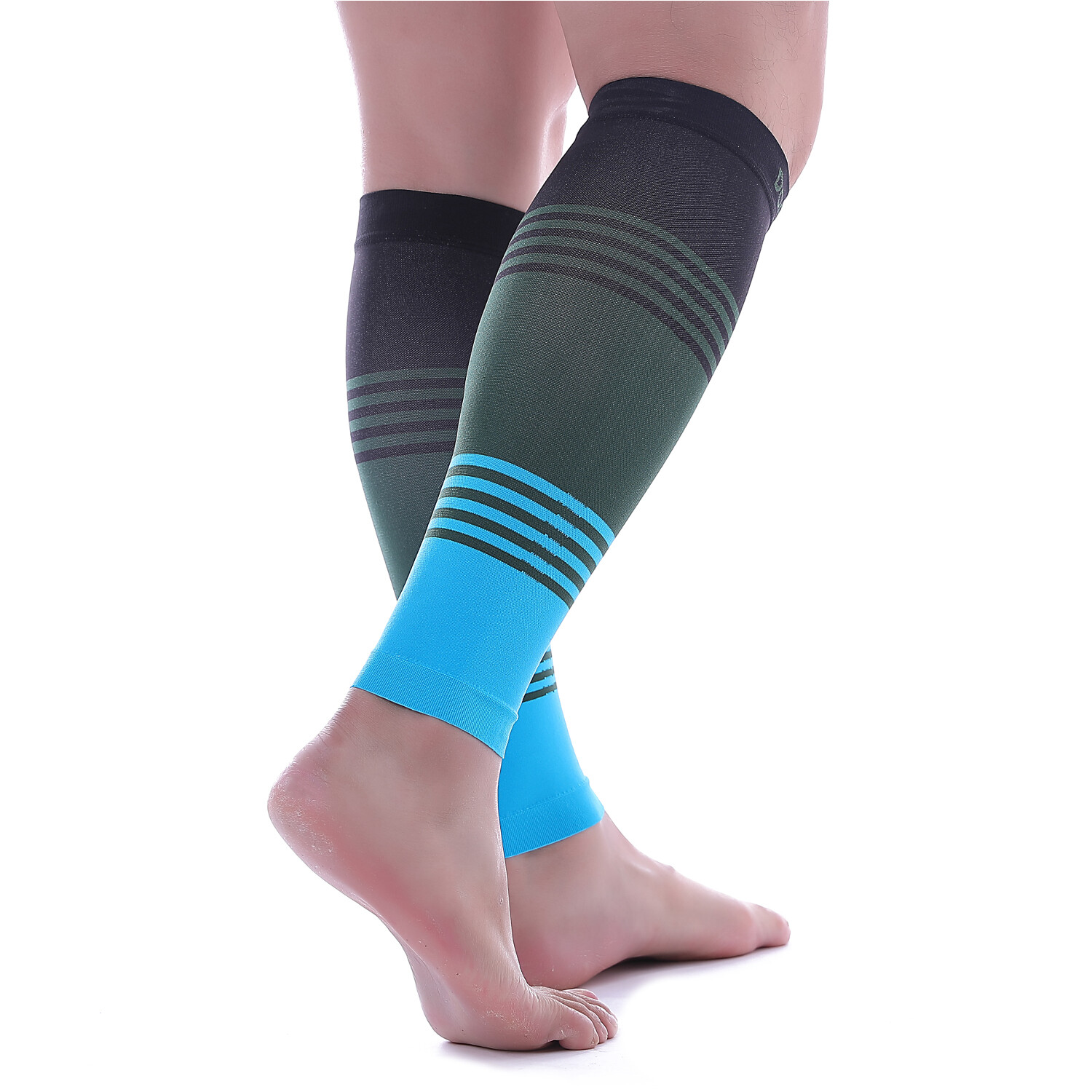 Doc Miller Calf Compression Sleeve 1Pair 20-30mmHg Varicose Veins BLACK/GRN/BLUE