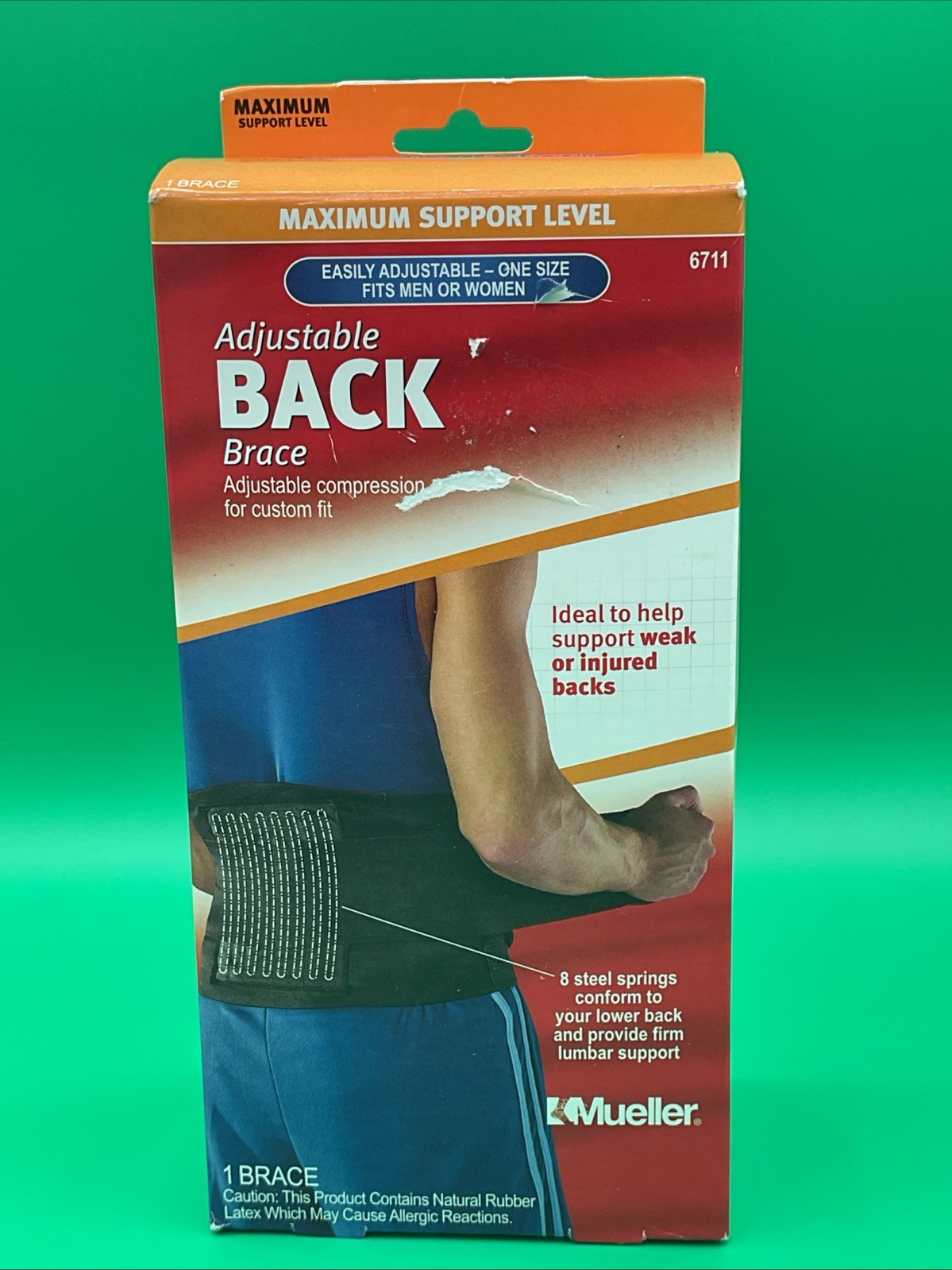 Mueller 6711 Adjustable Back Brace, Black, One Size
