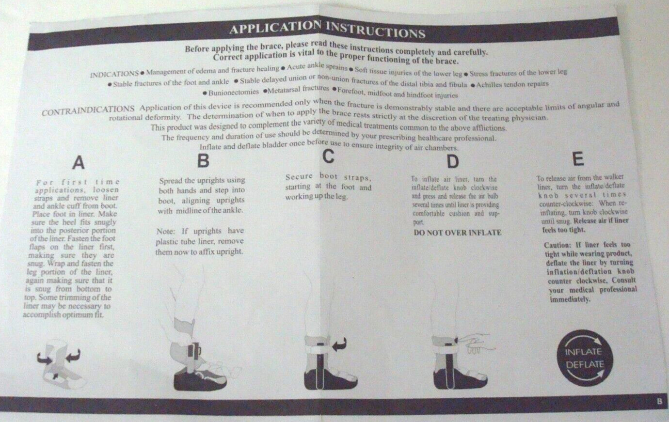 Orthopedic Walking boot Cast Boot Black Soft Shoe Air Pump Fit Landmark Foot LG
