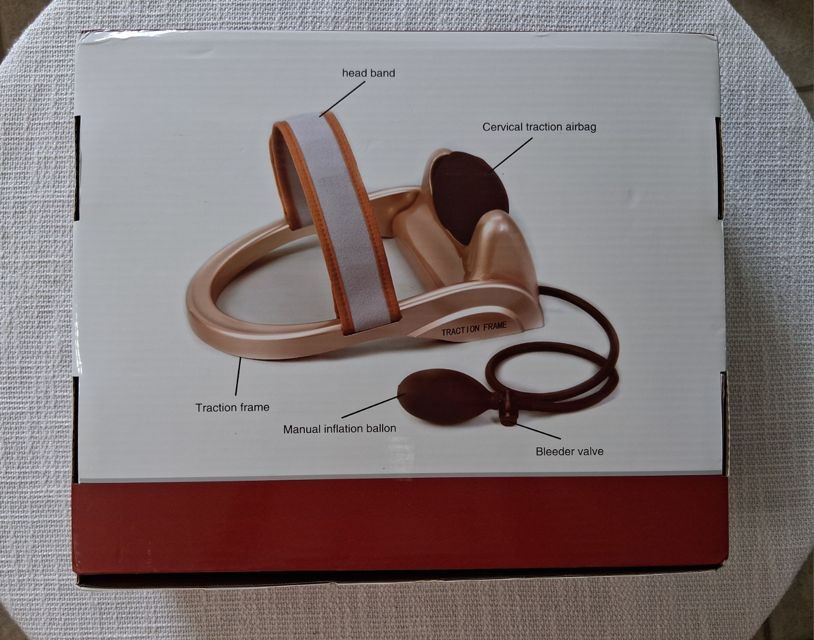 JINGZHUIBAO Adjustable Neck Cervical Traction Device w/ Inflation Balloon Brown