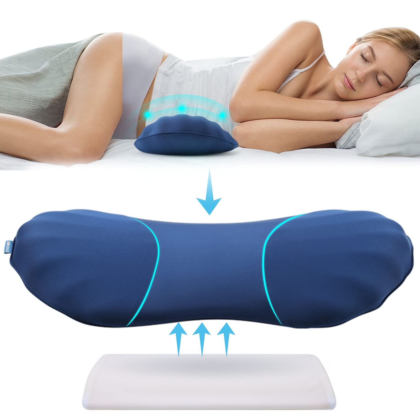 RESTCLOUD Adjustable Lumbar for Sleeping Memory Foam Back Support Pillow for …