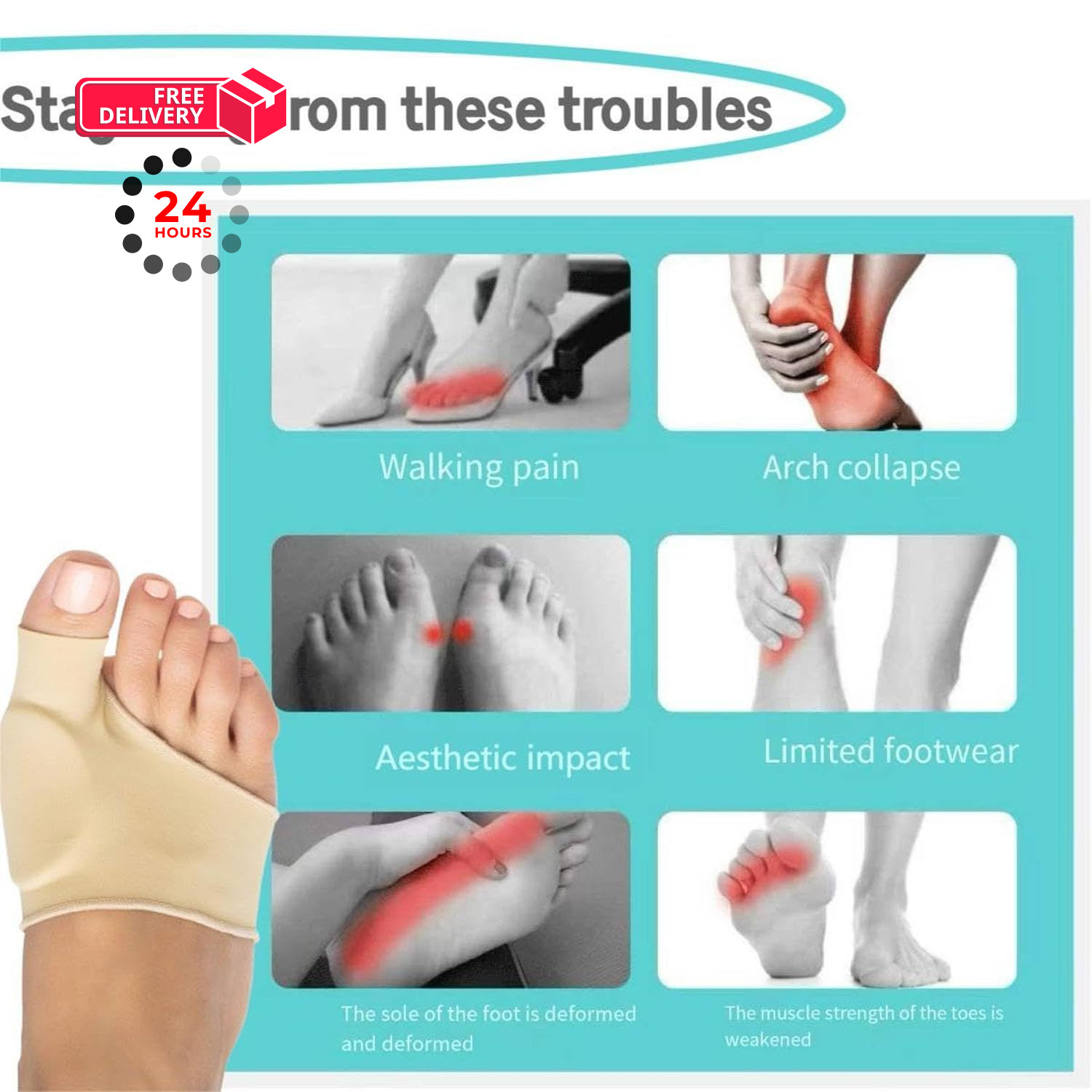 VBQFDPH Gel Bunion Corrector Sleeves, 2 Pairs Universal, Beige