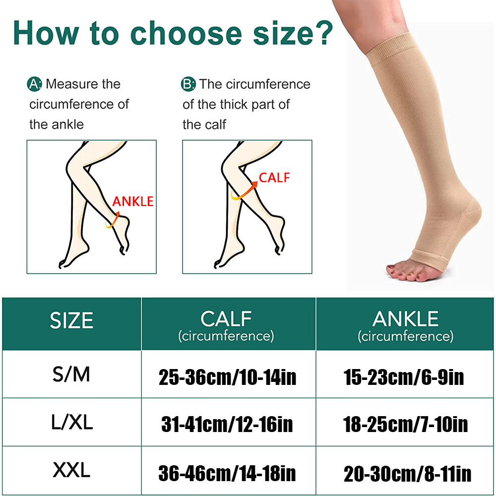 Unisex Compression Socks with Zipper Open Toe Knee Length Stockings Men Women US