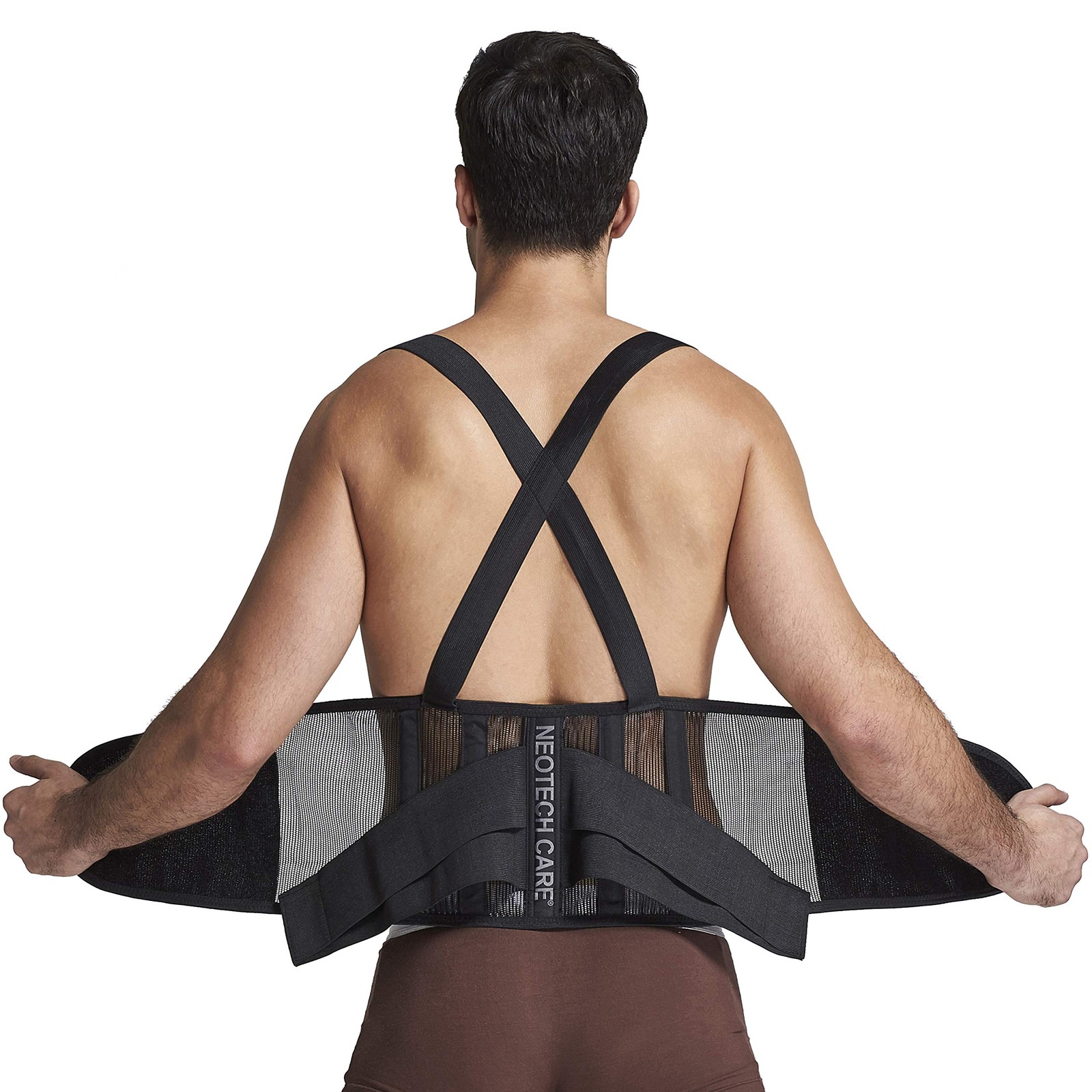 NeoTech Care Back Brace with Suspenders/Shoulder Straps – Light & L, Black