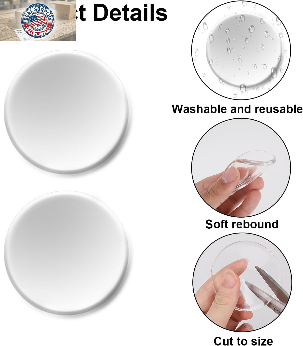 8 Pcs Prosthetic Liner Patches, 2.6Inch Amputee Leg Gel Pads Reusable Prosthetic