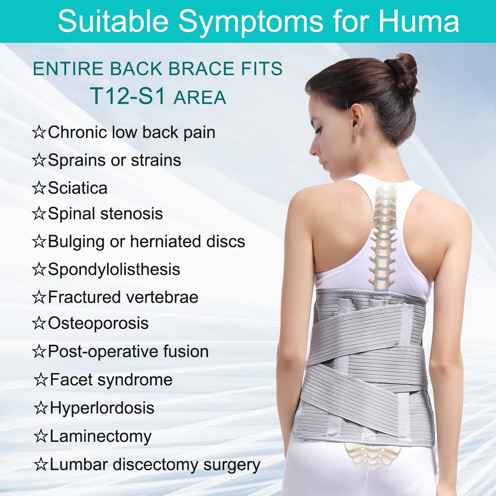 Back Support,Entire Back Brace ,Lumbar Support Belt for Women & Men, Adjustab…