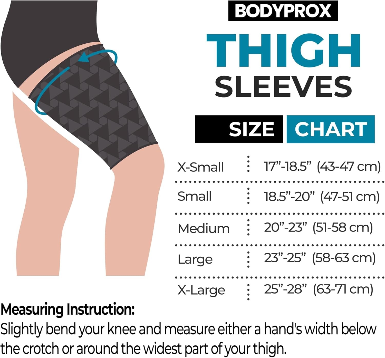 Thigh Compression Sleeve(1 Pair), Hamstring Sleeve Medium, Black