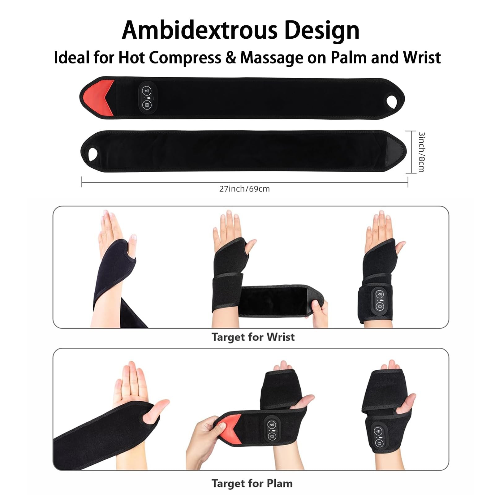 Wrist Heating Pad for Relaxing Discomfort with Massage Red Light Therapy,Cold…