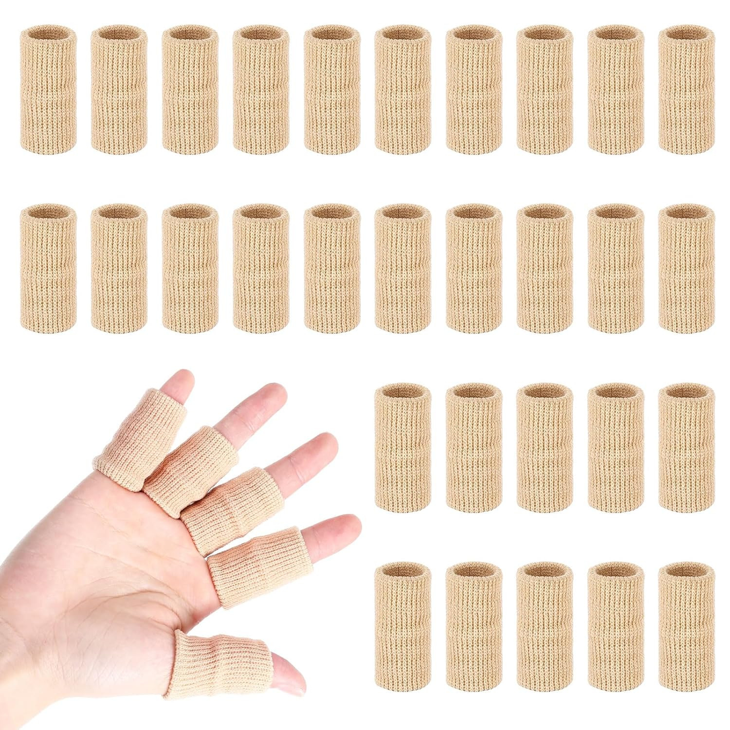 30 Pcs Finger Sleeves Breathable Elastic Thumb Finger Compression Sleeves for Ba