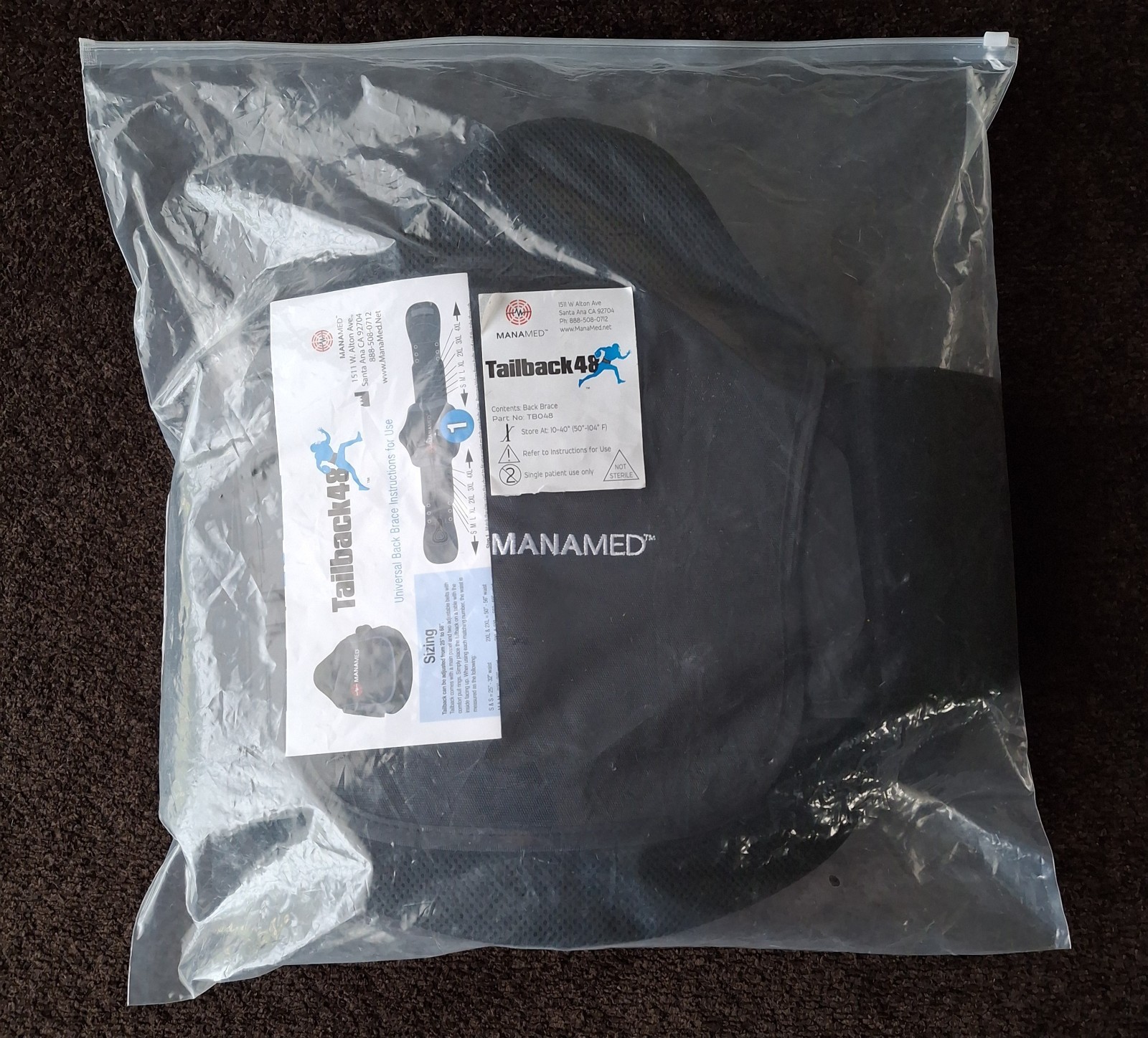 Manamed Tailback 48 Universal Back Brace Support Wrap NEW