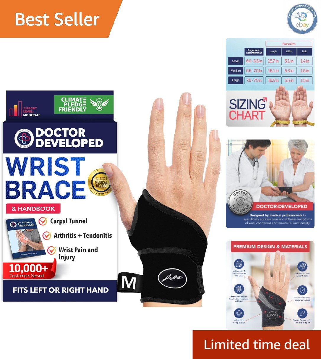 Doctor Developed Lightweight Wrist Brace – Carpal Tunnel & Tendonitis Support