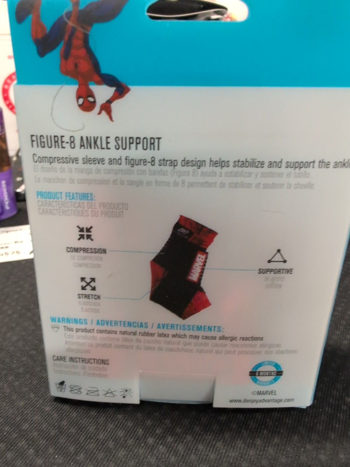 DonJoy Spider Man Ankle Sleeve Brace Figure 8 Support Moderate NWT