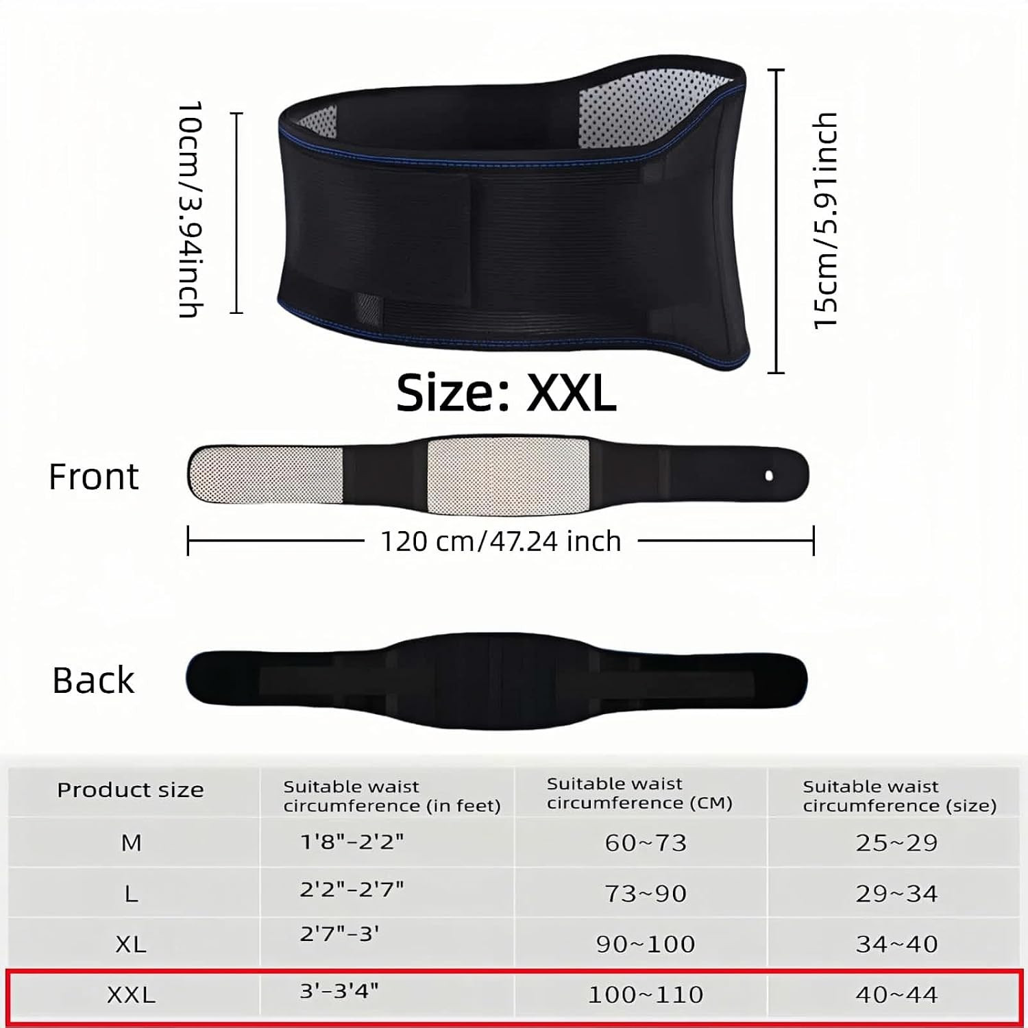 Self Heating Lumbar Support Strap Suitable for Both Men and Women – Adjustable B