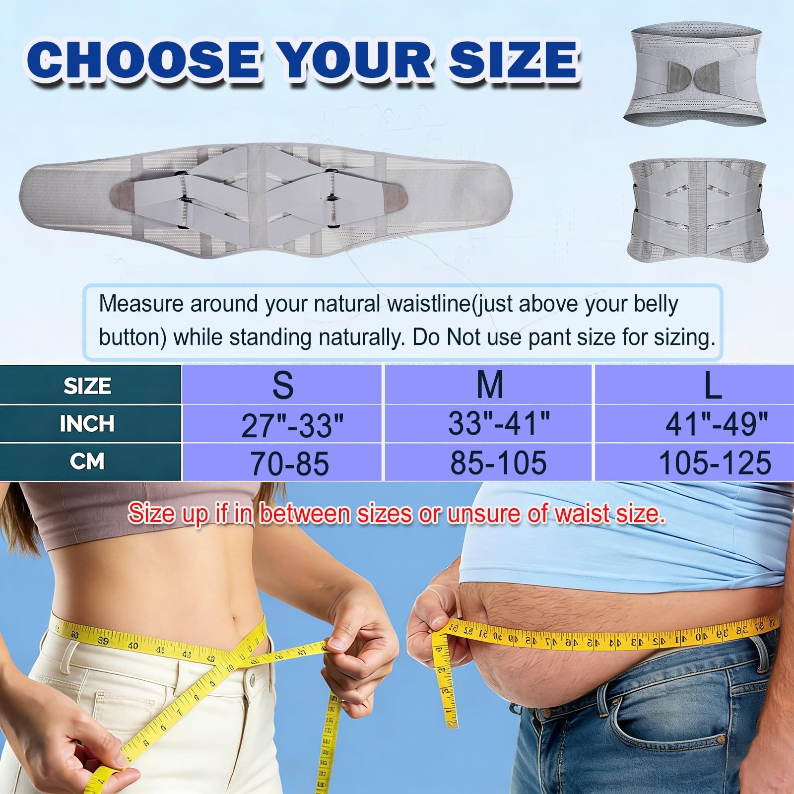 Buteoutzzl Back Brace for Lower Pain Relief with Bionic Large, Gray