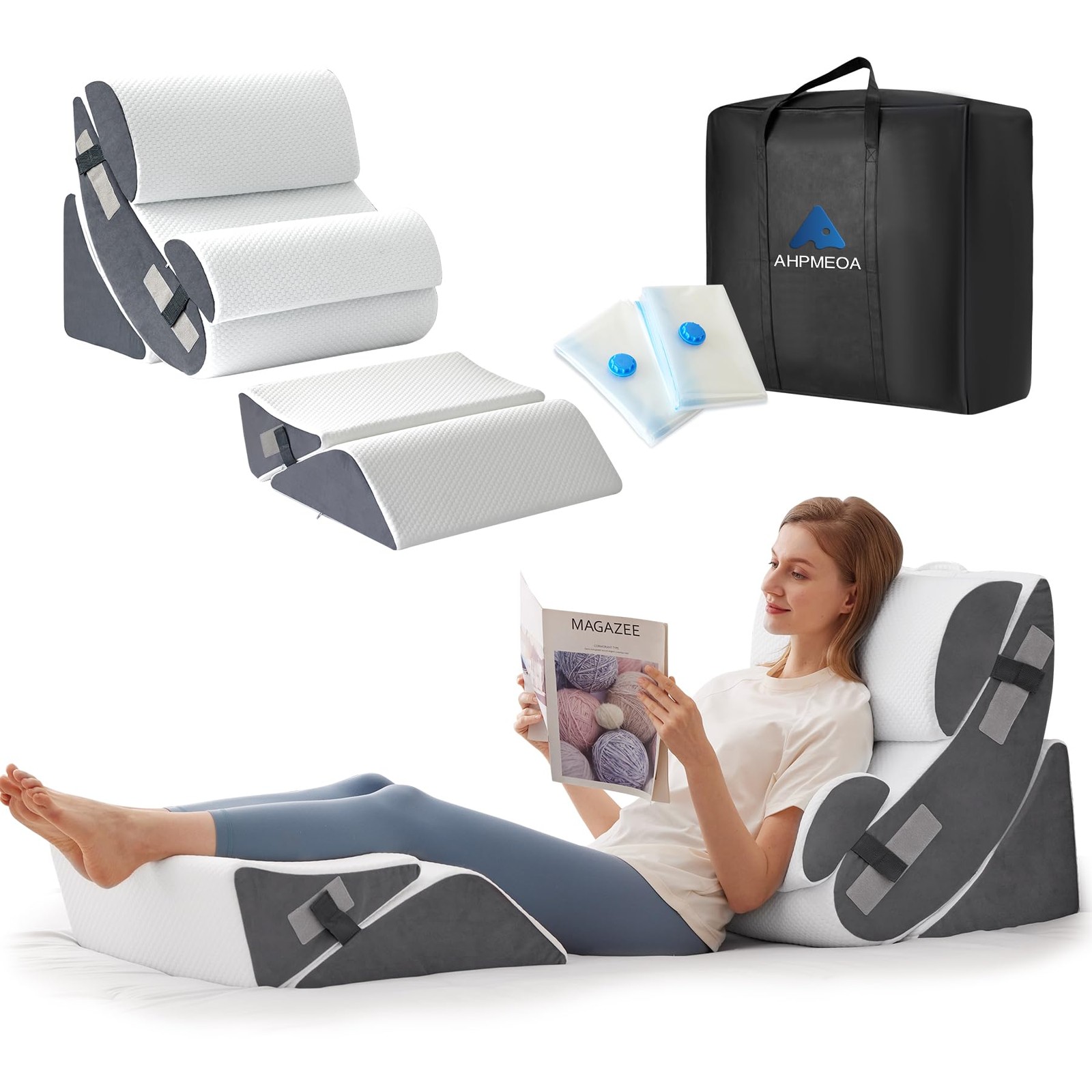 6PCS Wedge Pillow Set for After Surgery, Orthopedic Bed Wedge Pillow for Headbo